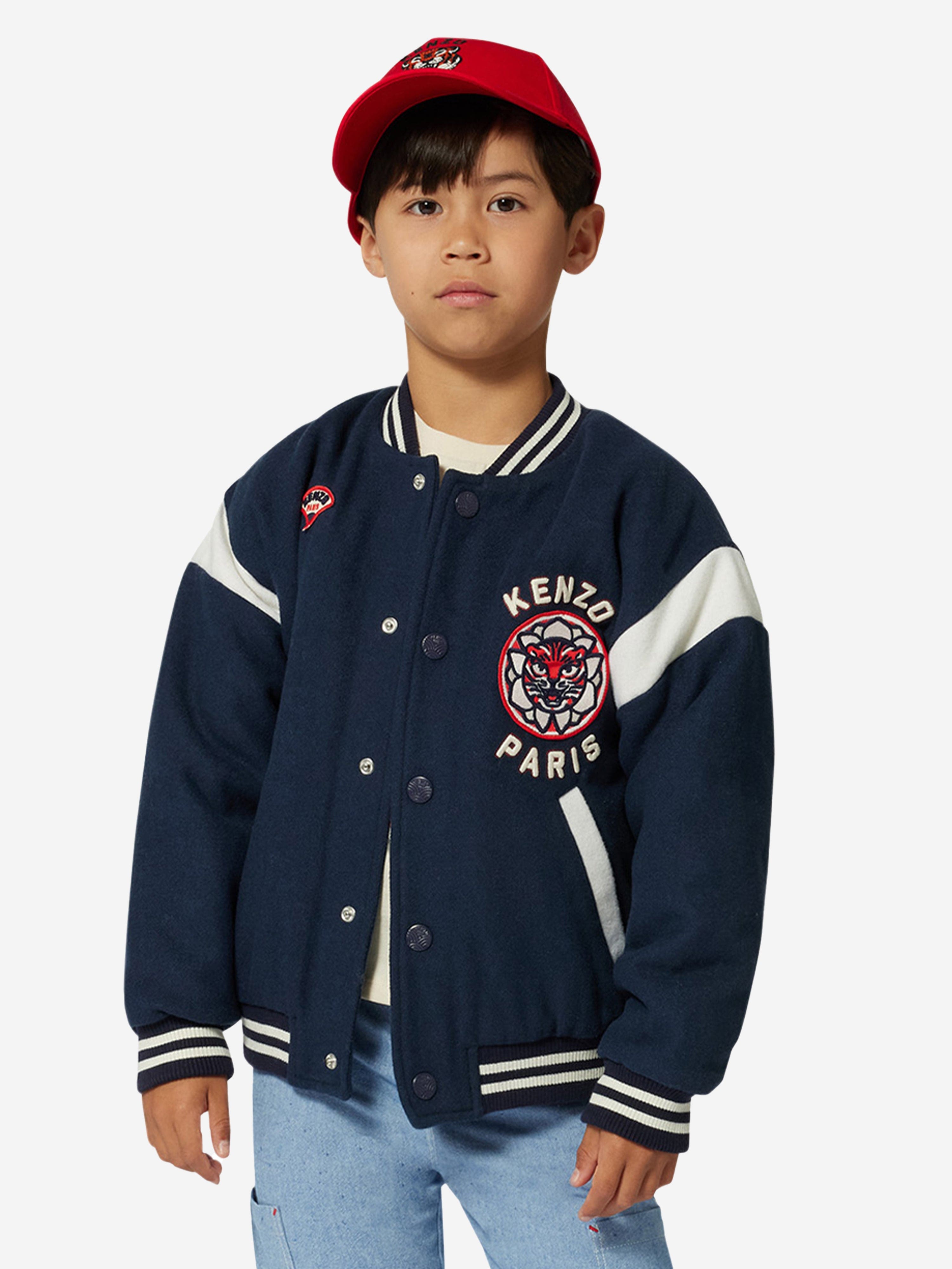 Boys Tiger Varsity Jacket in Navy Cheap Online Store Manchester
