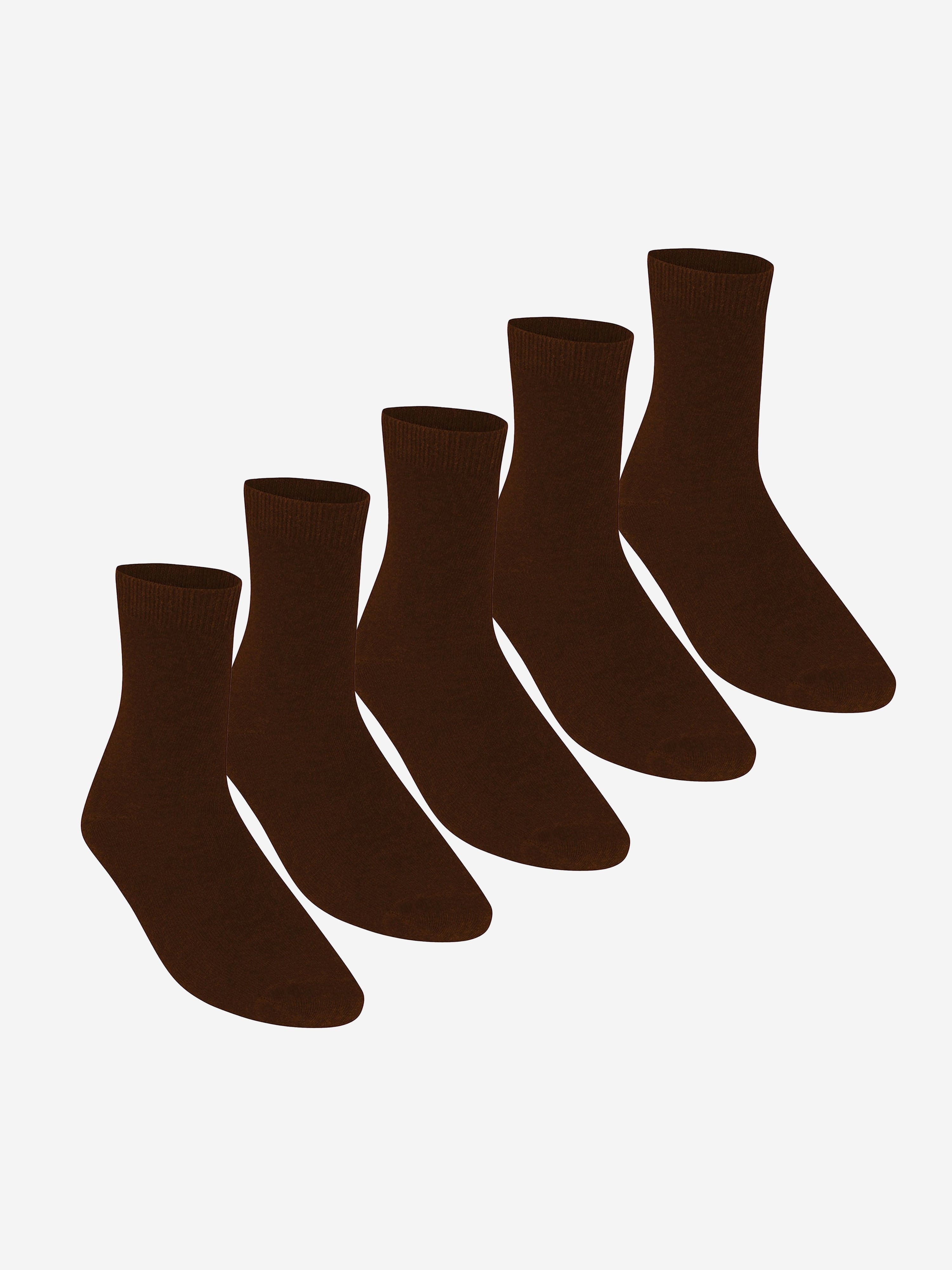 Zeco Kids School Turnover Top Socks (5 Pack) in Brown Shipping Discount Authentic