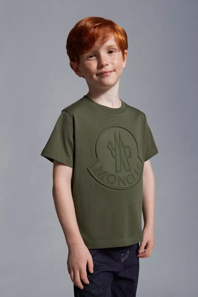 Moncler Enfant Boys Logo T-Shirt in Green Discount Brand New Unisex