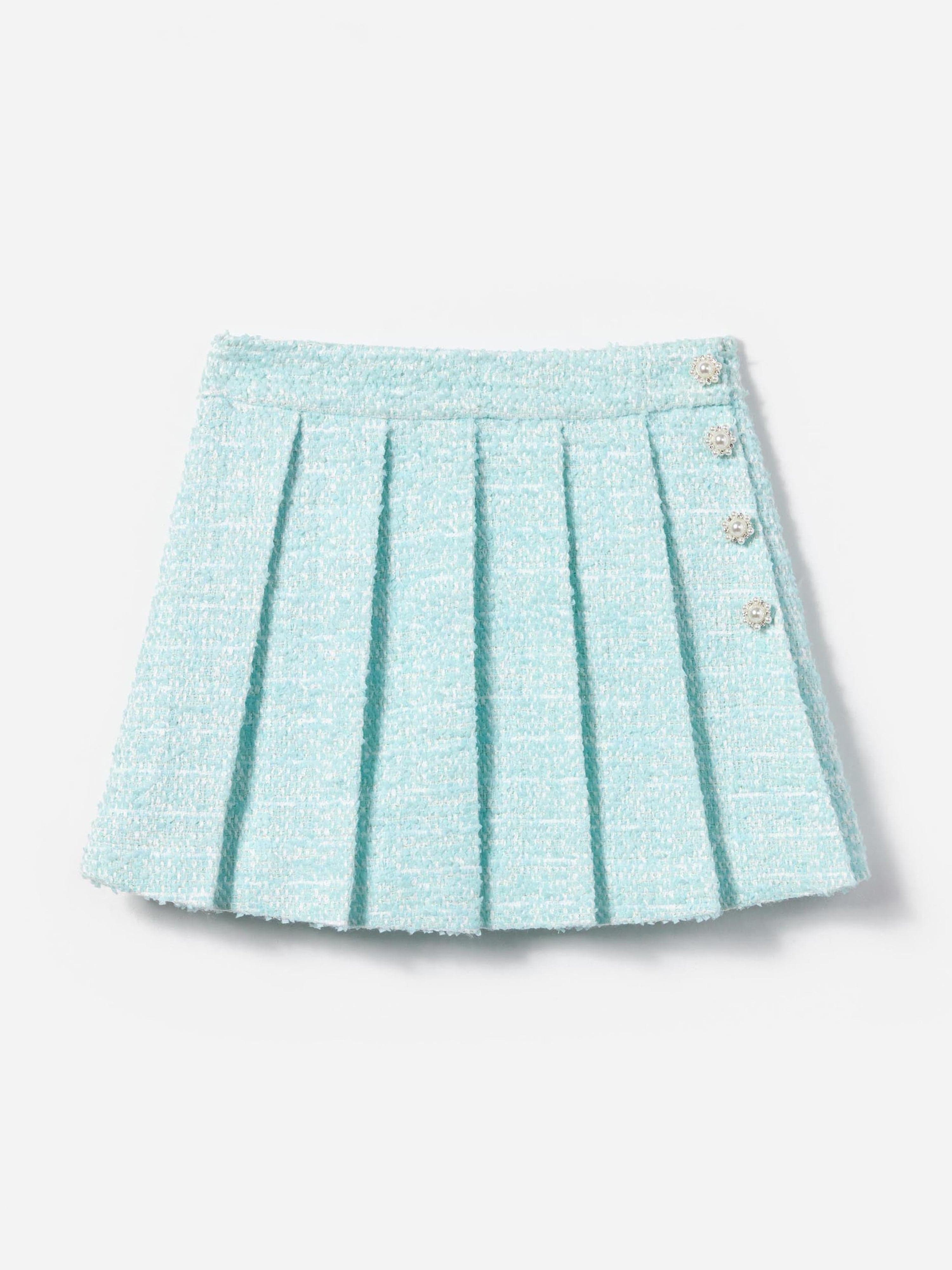 Girls Boucle Flower Sequin Skirt in Blue Low Pice Sale Online