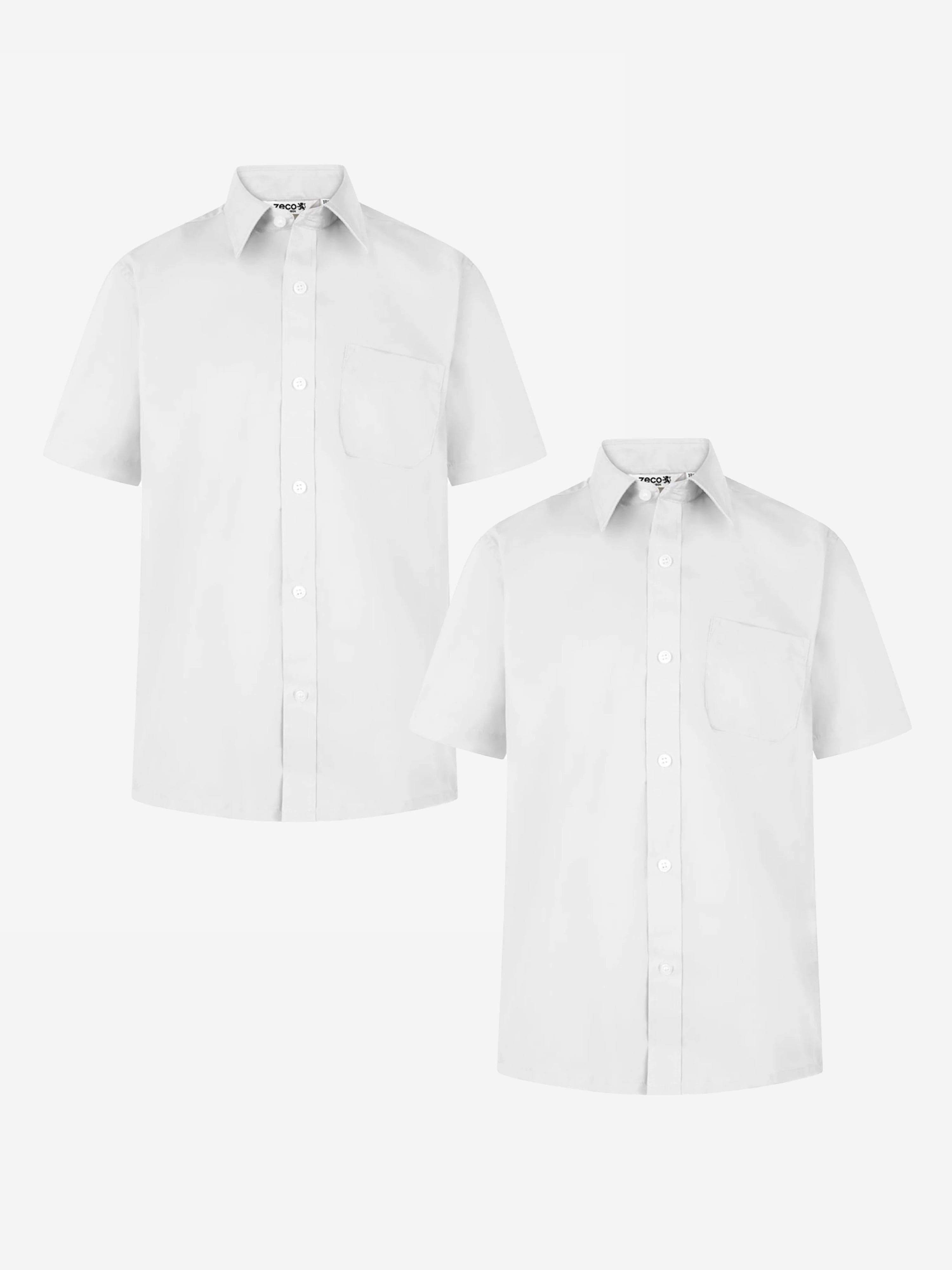 Zeco Boys School Short Sleeve Shirt Twin Pack in White Discount Professional