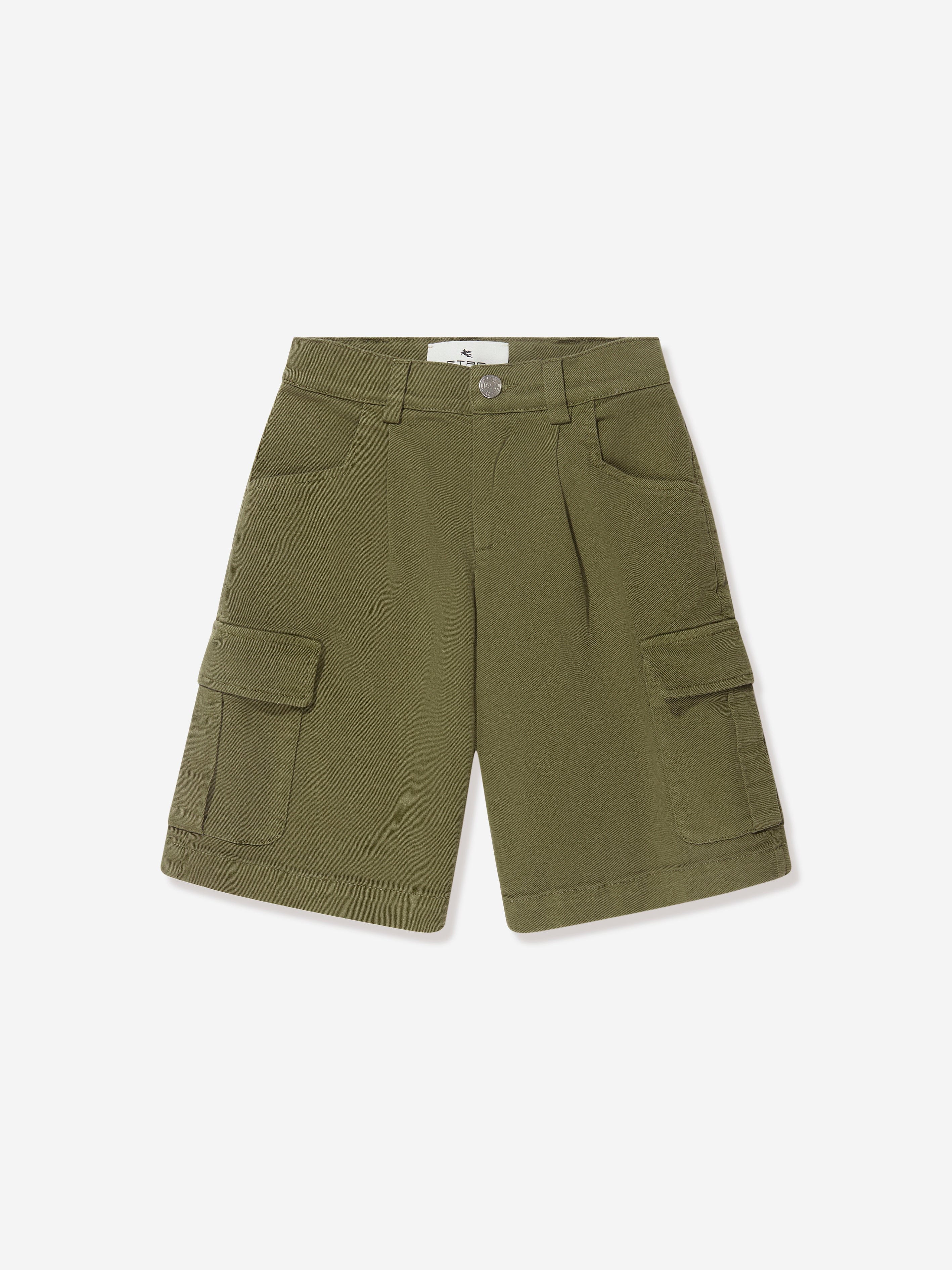 Etro Boys Cargo Shorts in Green Pices Cheap Pice