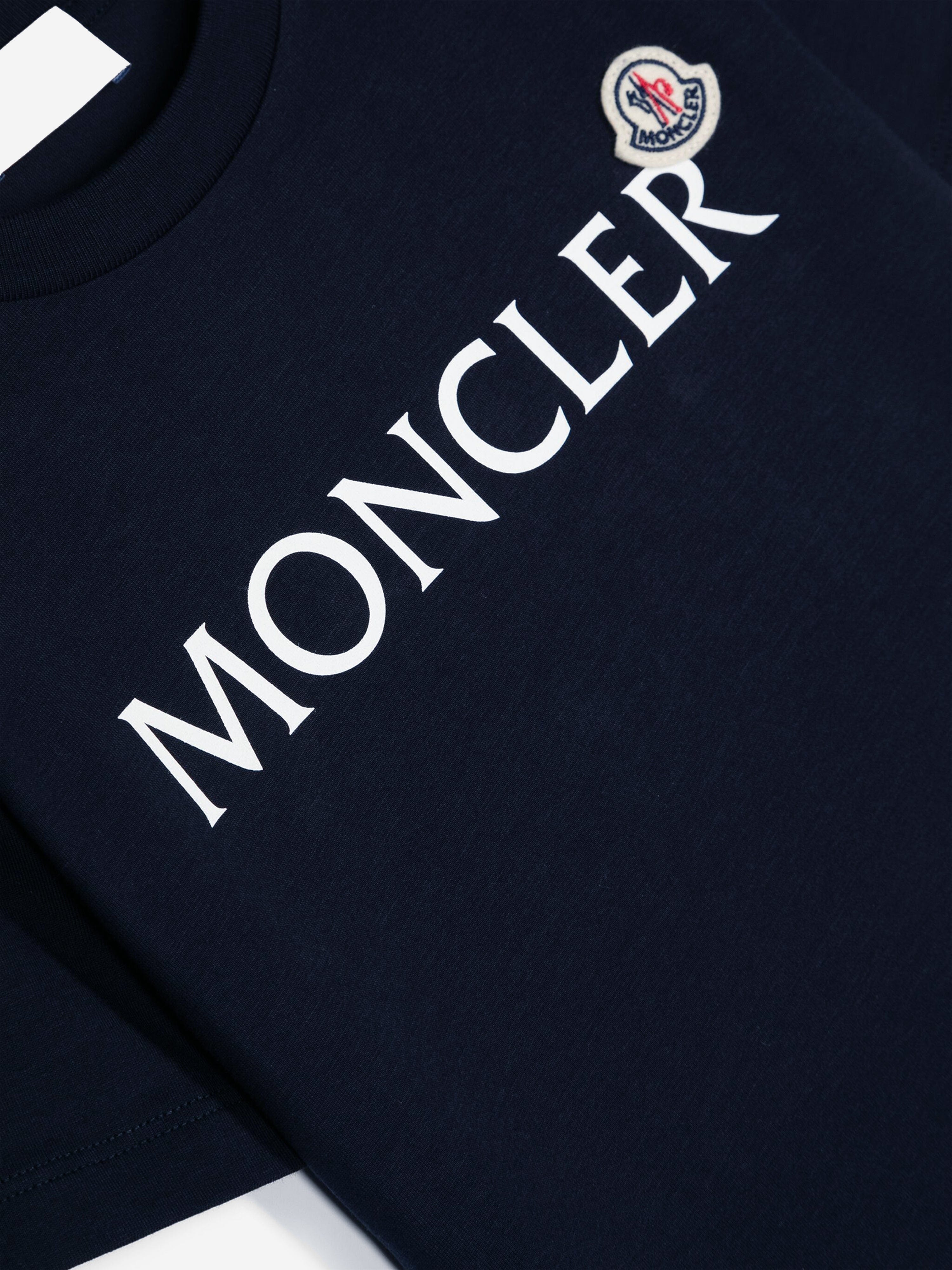 Moncler Enfant Boys Logo T-Shirt in Navy Extremely Cheap Pice