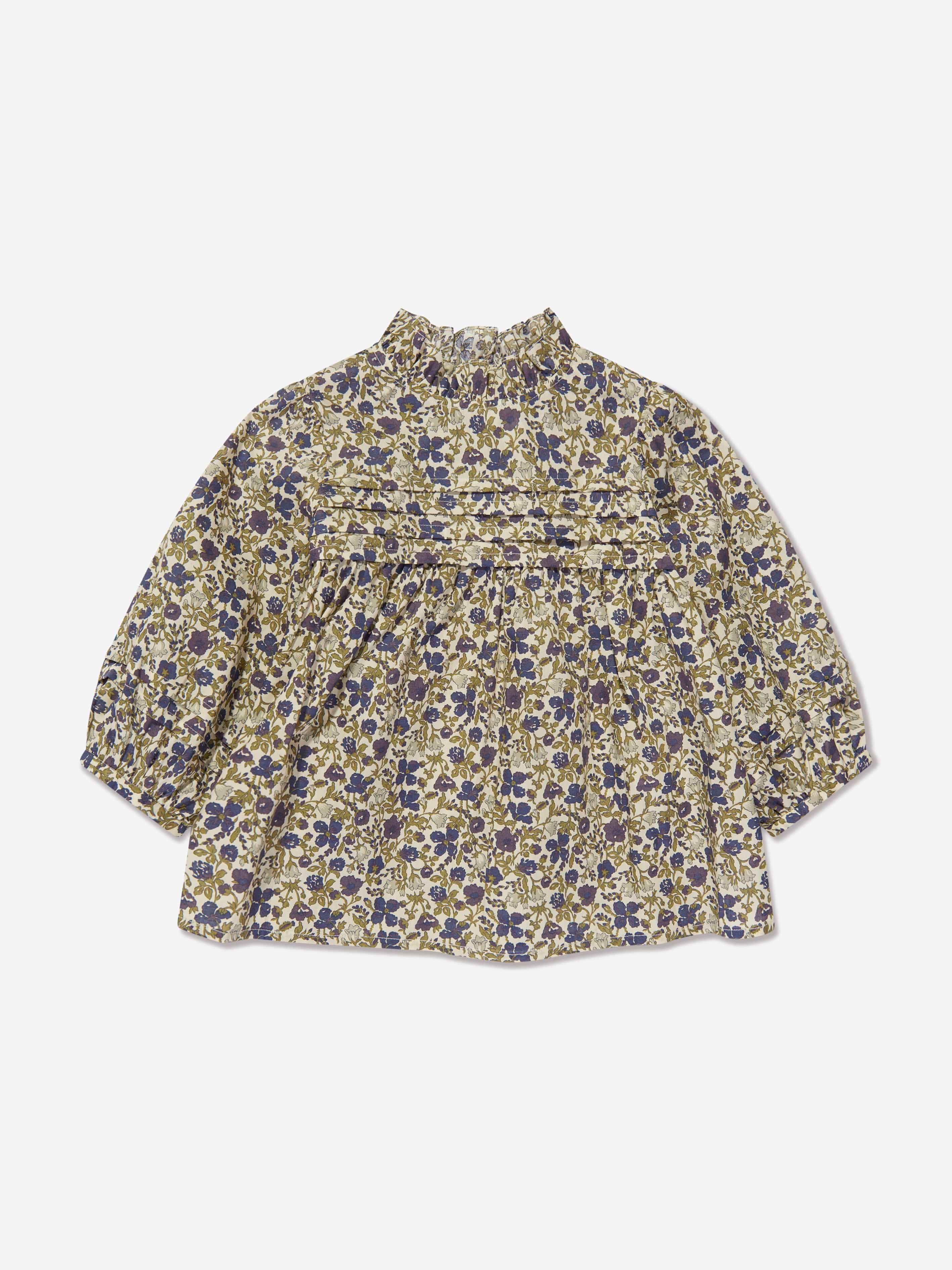 Bonpoint Girls Tess Floral Blouse in Beige Free Shipping Recommend