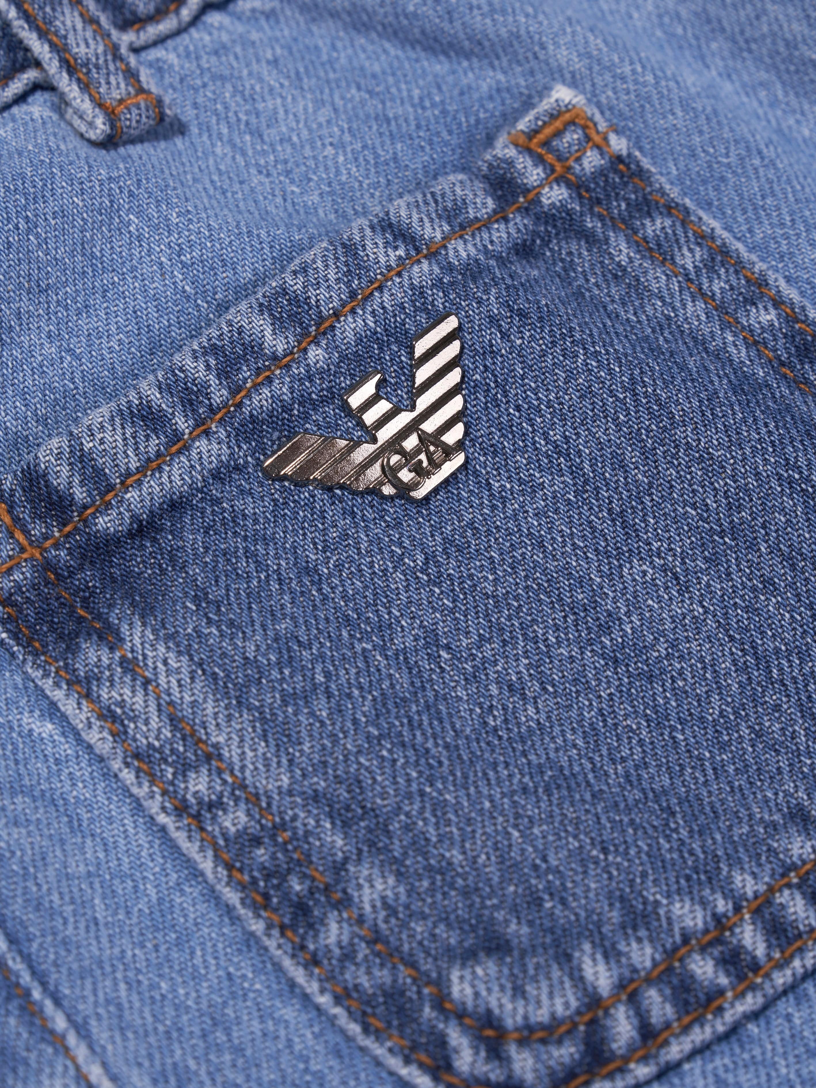 Emporio Armani Girls Wide Leg Jeans in Blue With Paypal Online