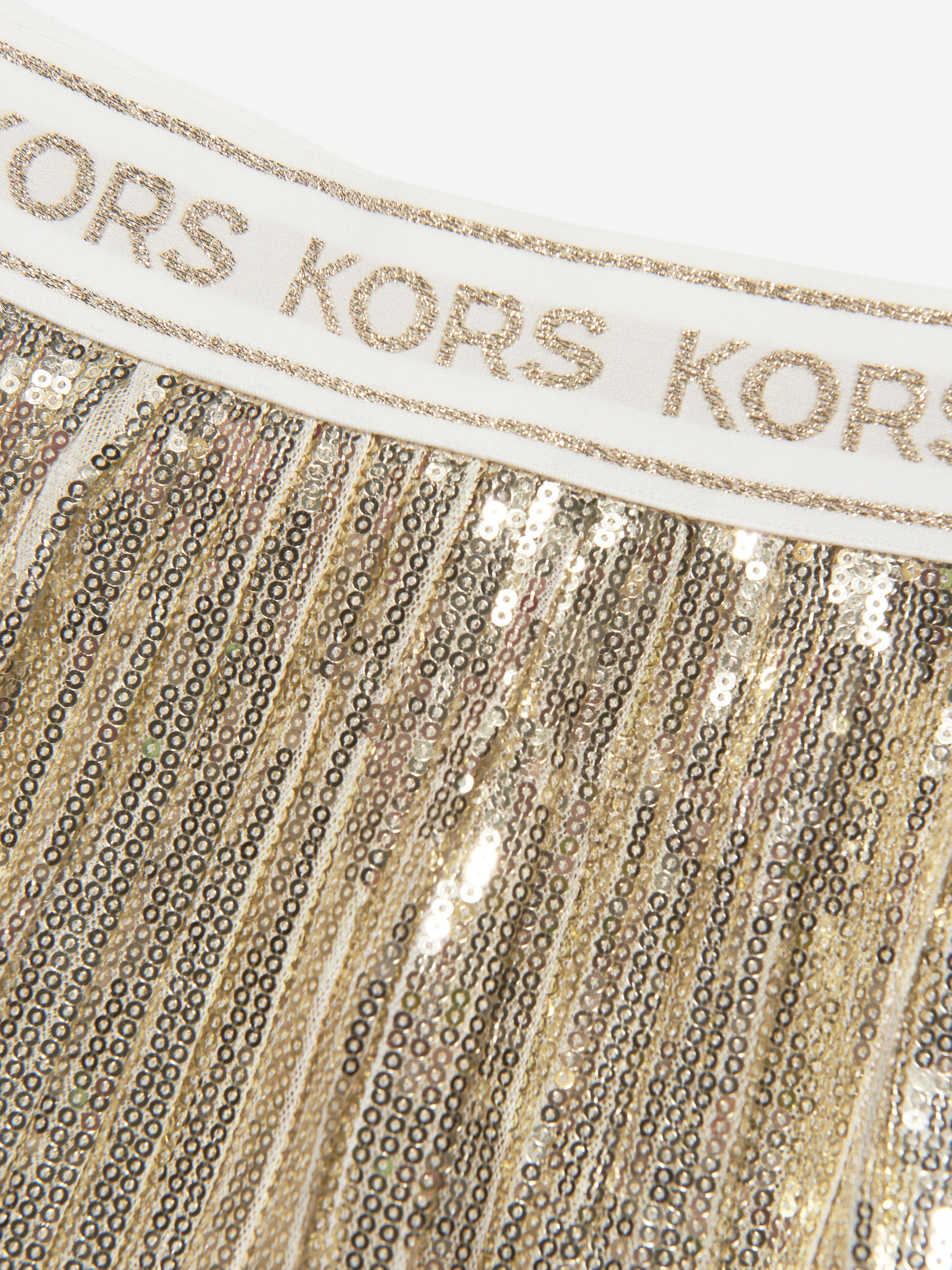 Michael Kors Girls Pleated Sequined Mid-Length Skirt in Gold The Best Store To Get