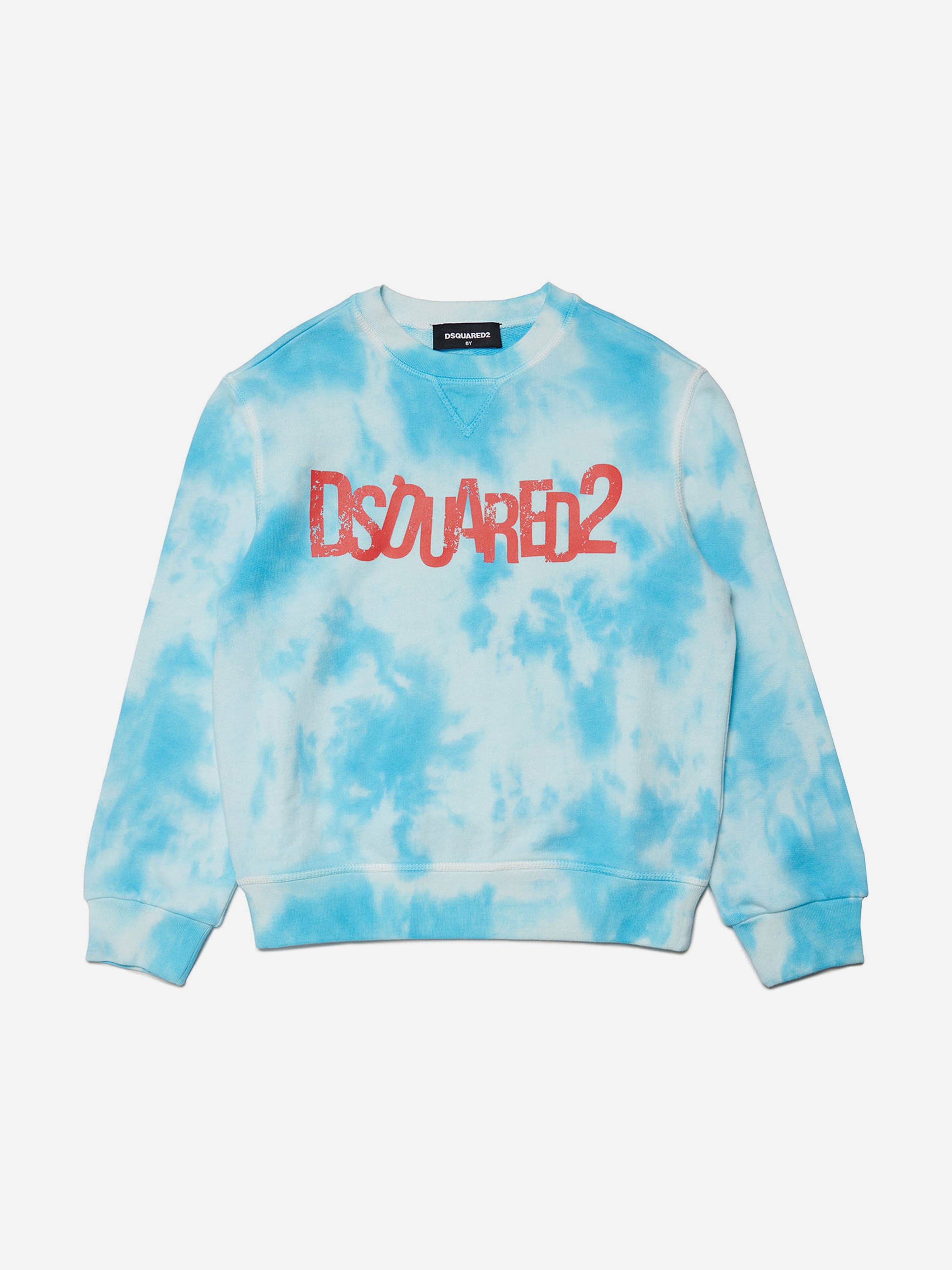 Dsquared2 Kids Tie-Dye Logo Sweatshirt in Blue Cheap Sale View