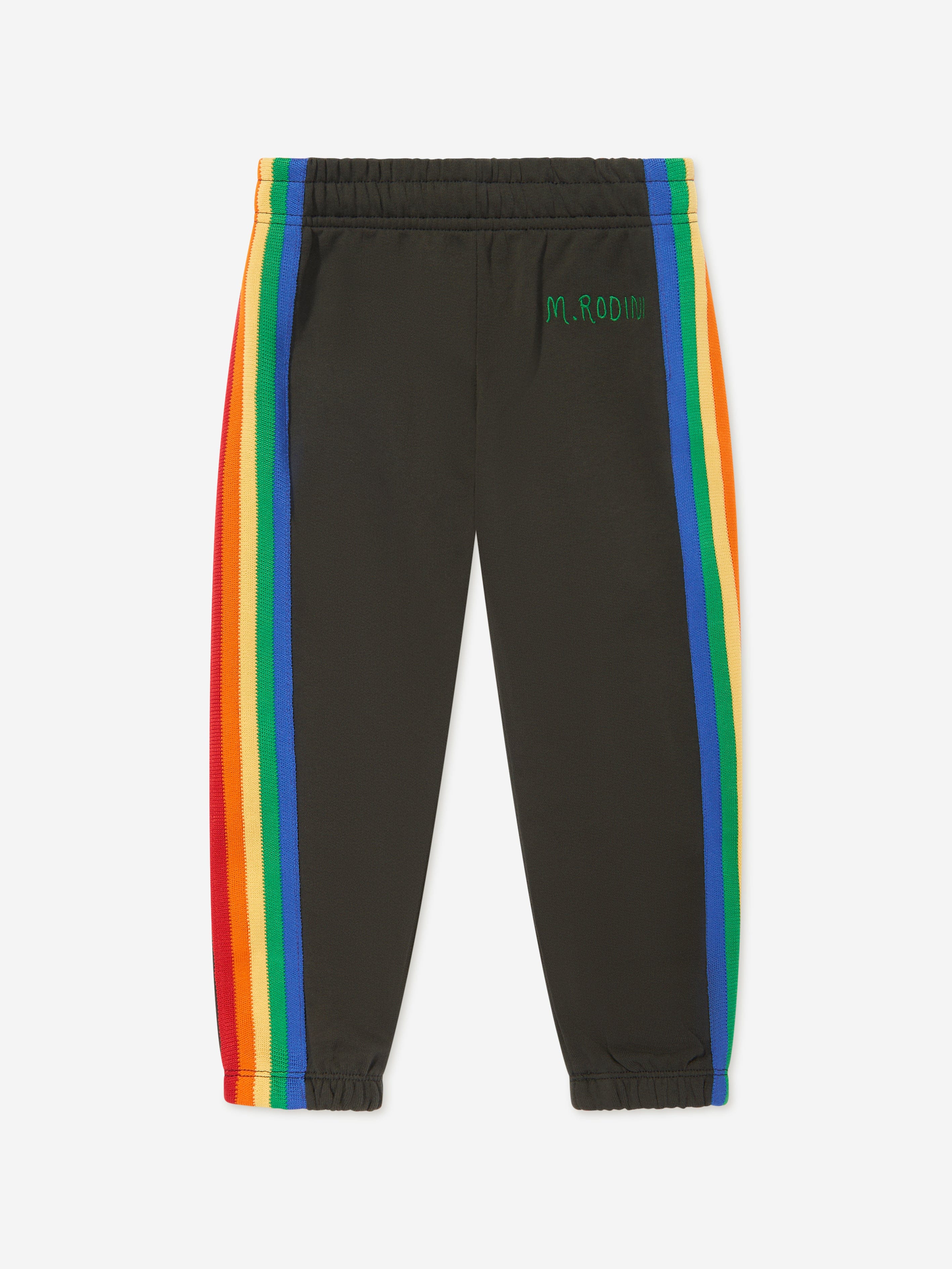 Mini Rodini Kids Rainbow Stripe Joggers in Black Cheap Sale Online