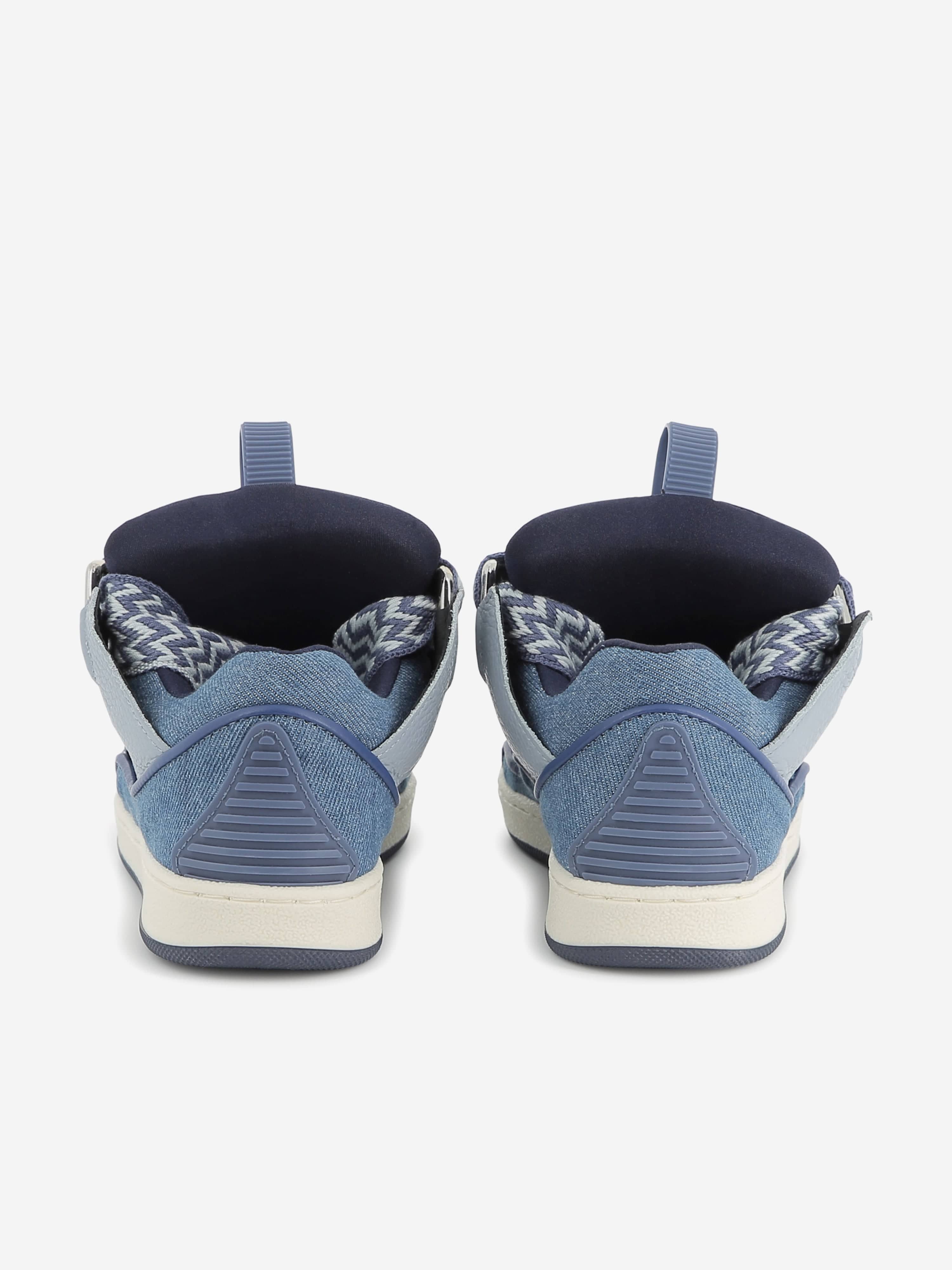 Lanvin Kids Denim and Leather Curb Trainers Low Pice Sale Online
