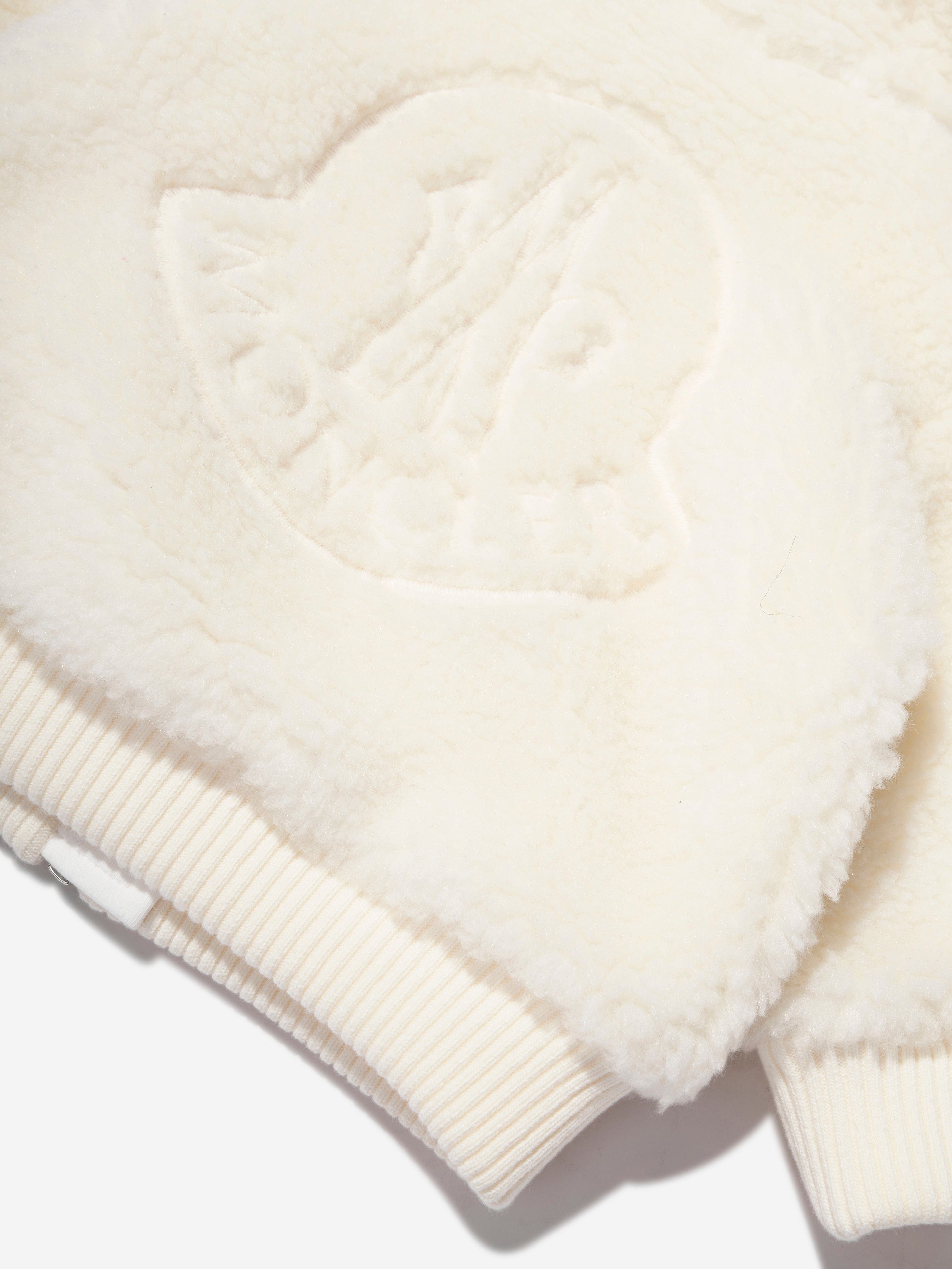 Moncler Enfant Baby Boys Fluffy Zip Up Top in Ivory Free Shipping Low Pice