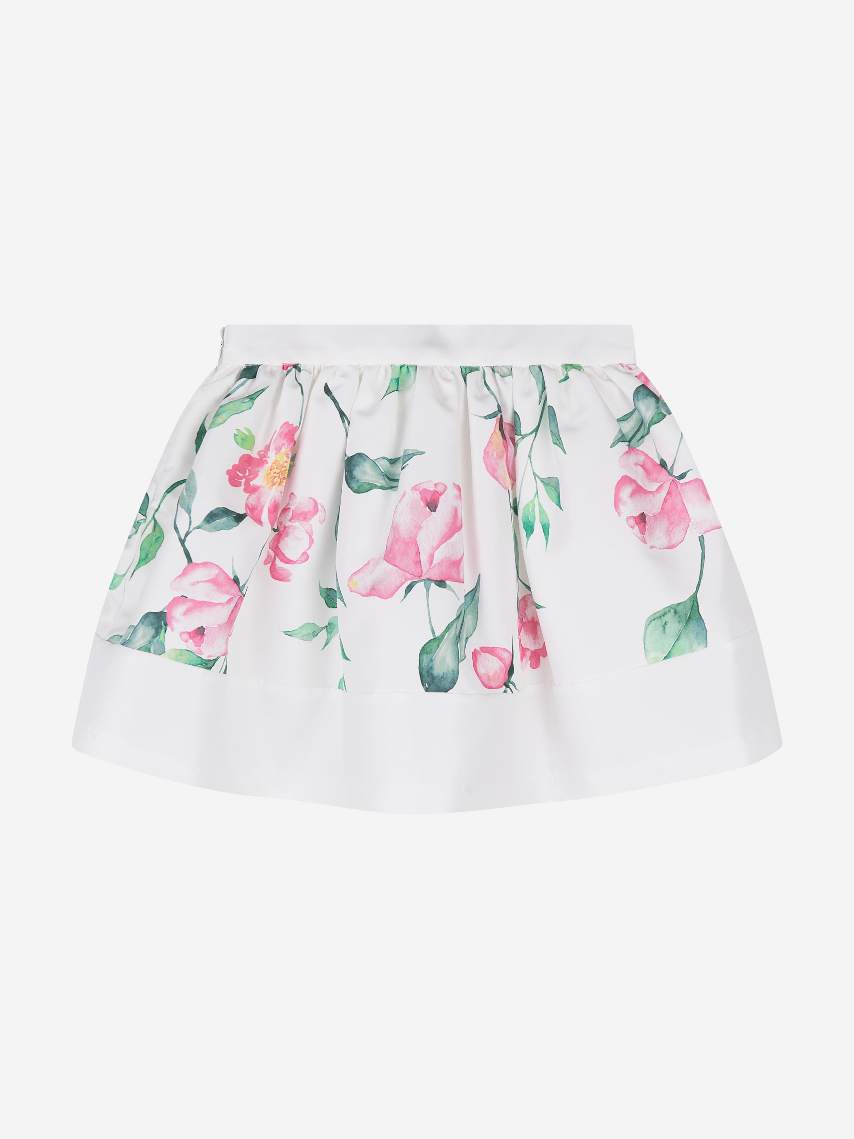 Mama Luma Girls Flower Print Skirt in Ivory Free Shipping 2025 New