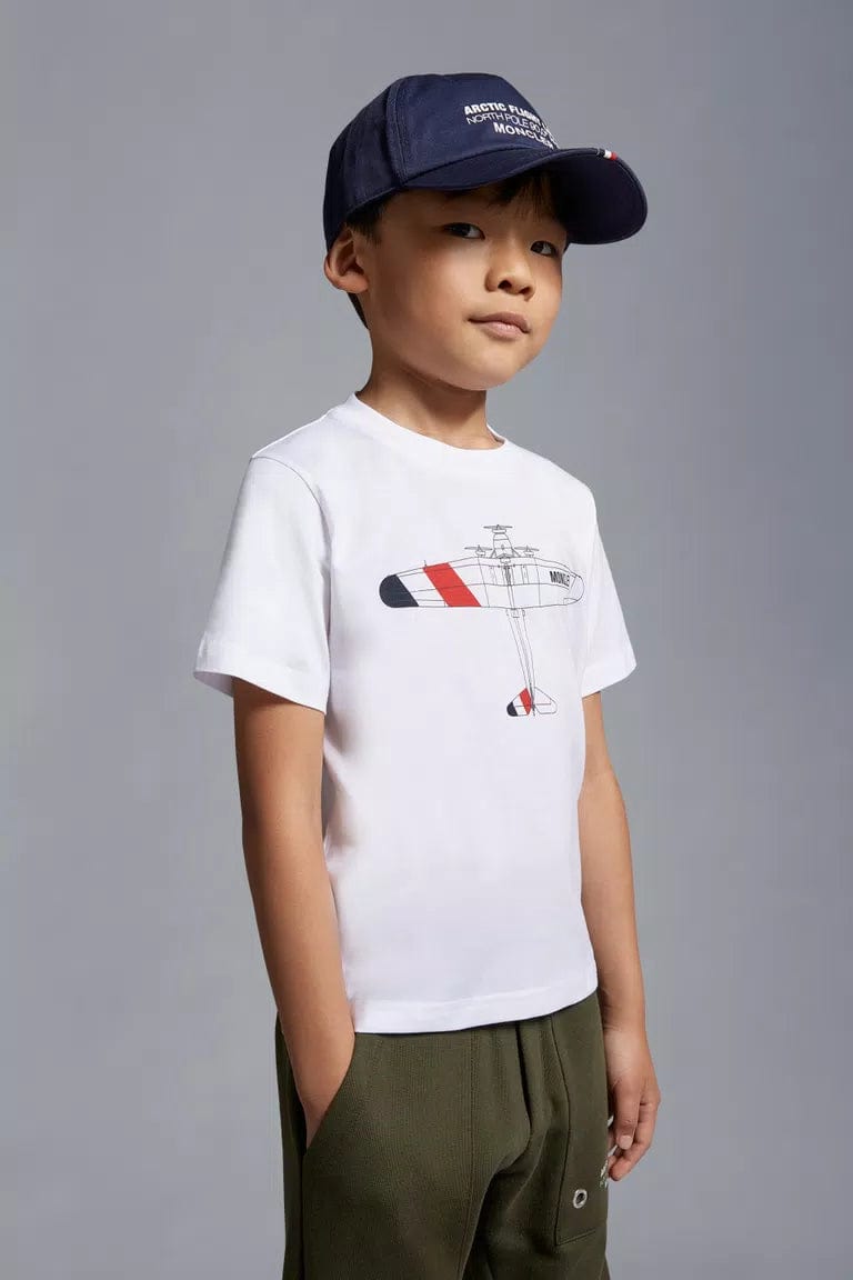 Moncler Enfant Boys Logo T-Shirt in White Outlet 2025 New