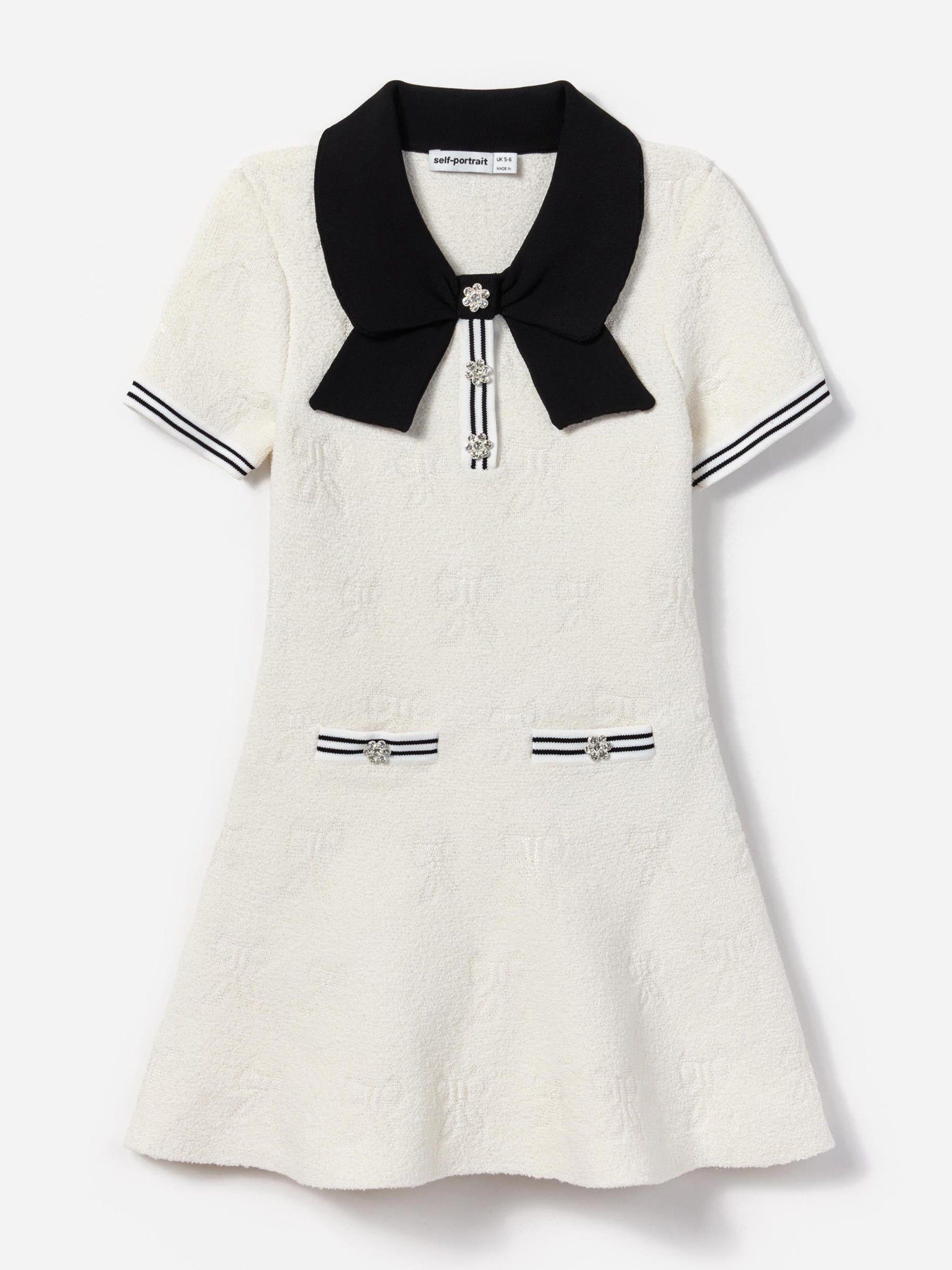Girls Jacquard Knit Dress in White Real Cheap Online