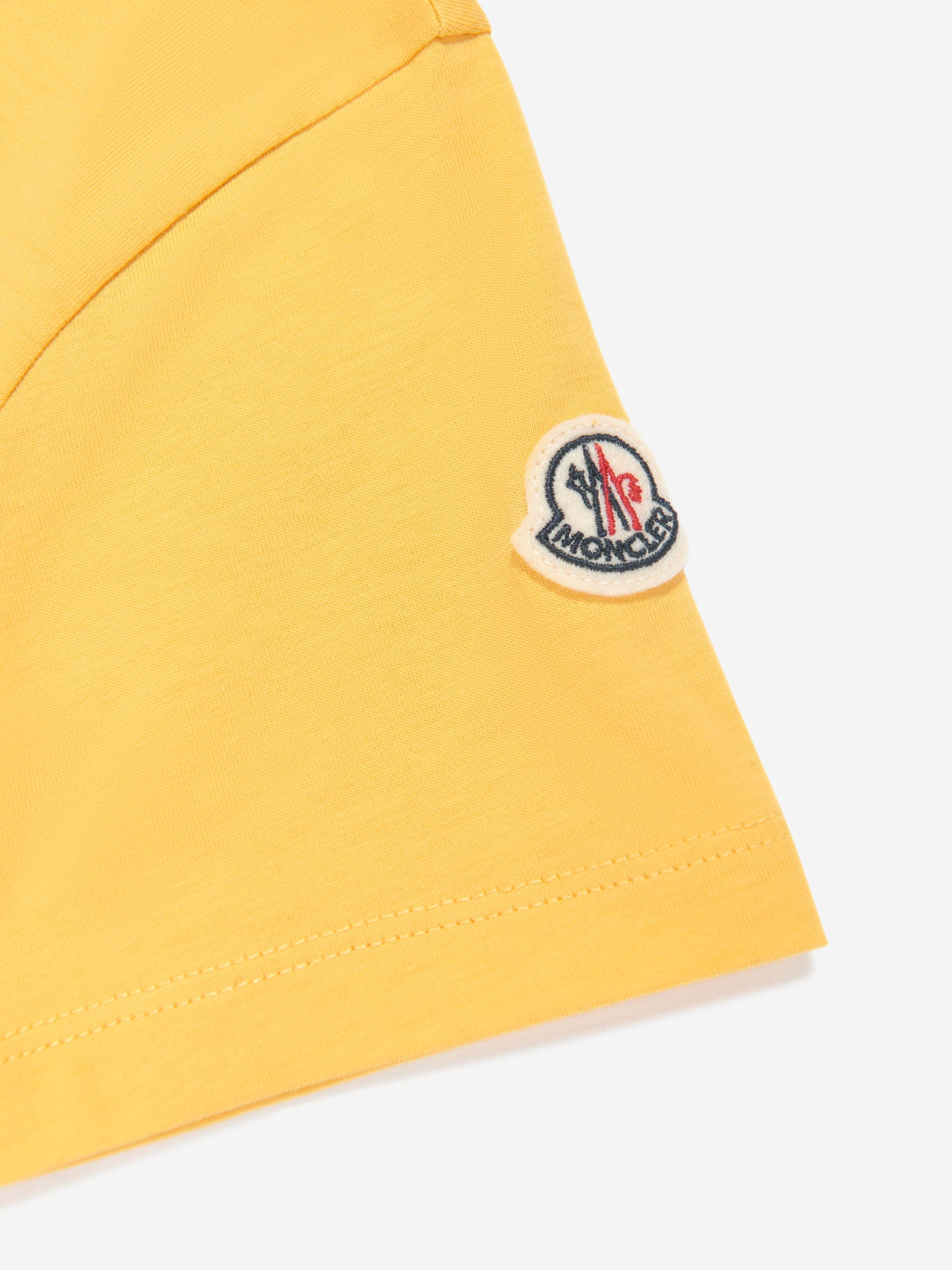 Moncler Enfant Boys Logo Print T-Shirt in Yellow Genuine For Sale
