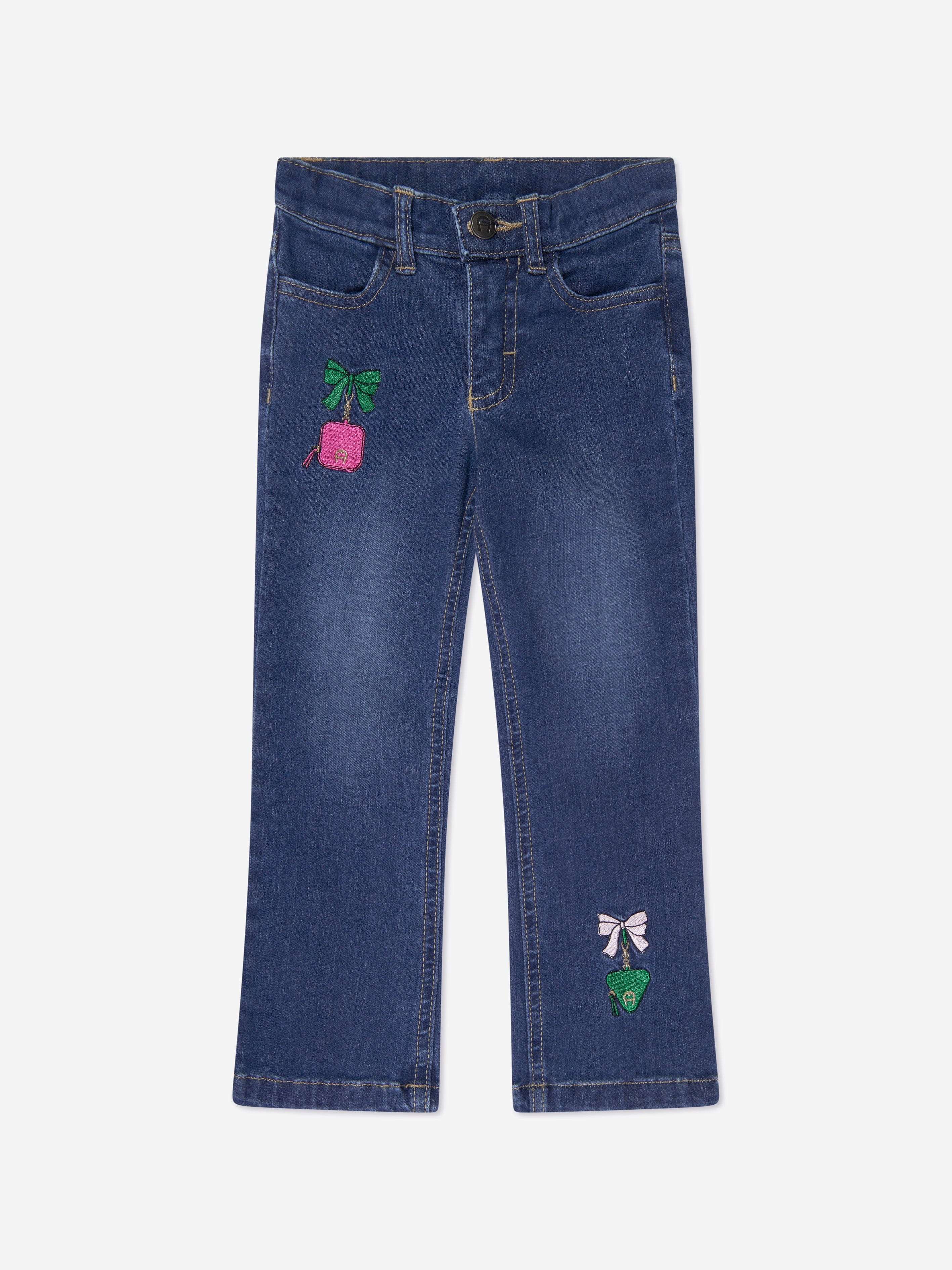 Aigner Girls Embroidered Flared Jeans in Blue Buy Cheap Best Wholesale
