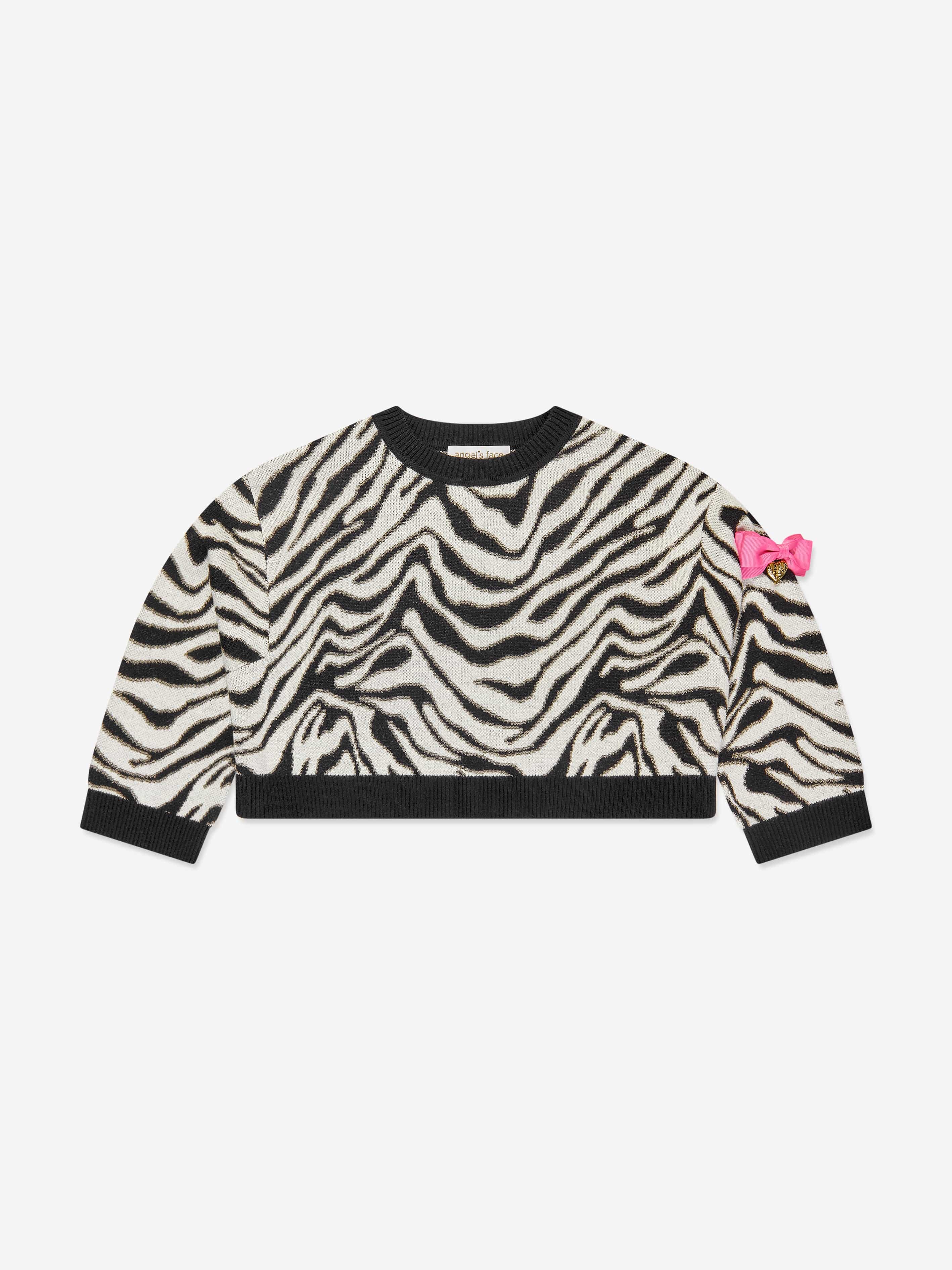 Angels Face Girls Roberta Cropped Zebra Jumper White Shop Offer Cheap Online