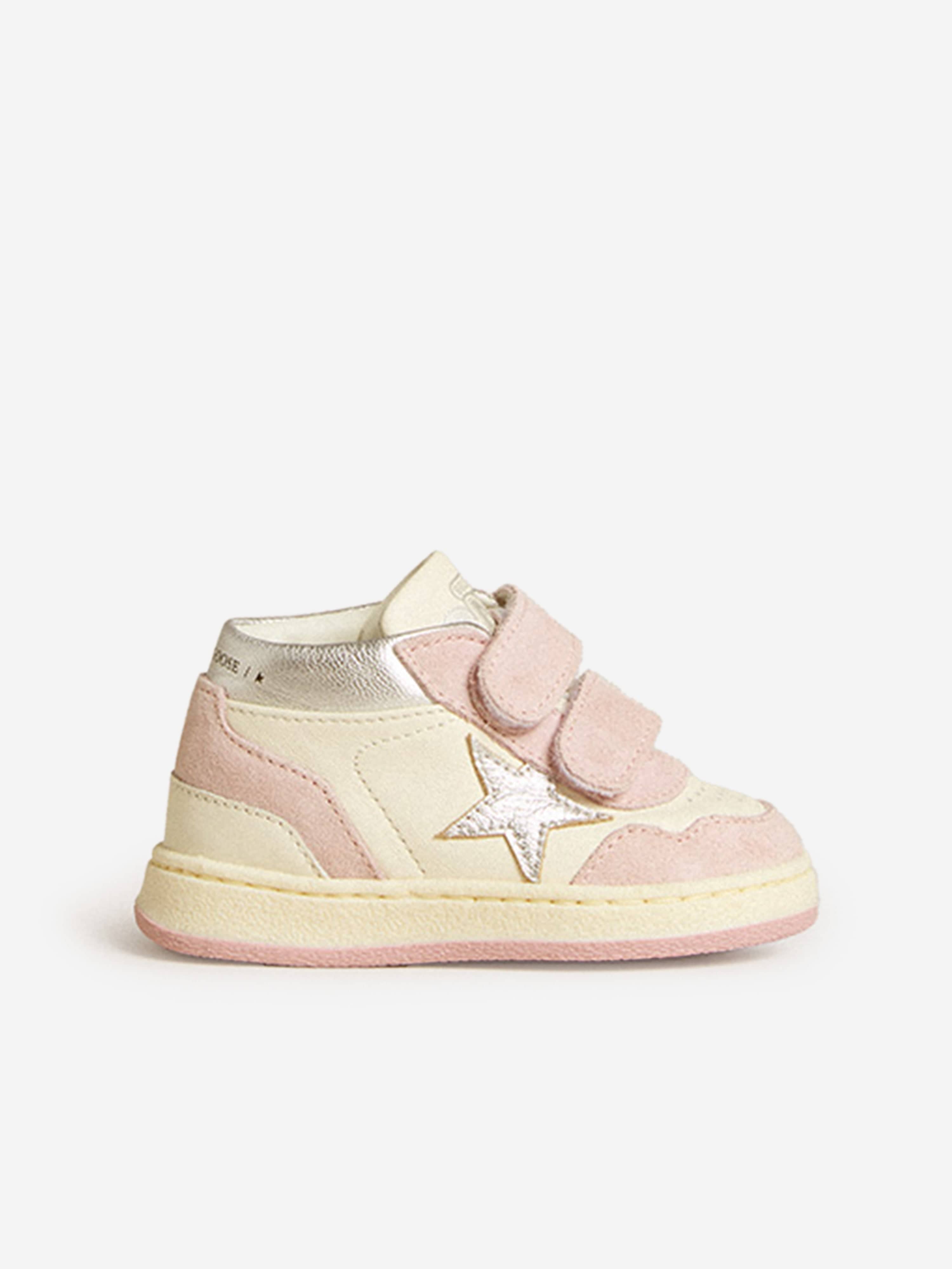 Girls Leather and Suede Star June Trainers in White Pay With Visa