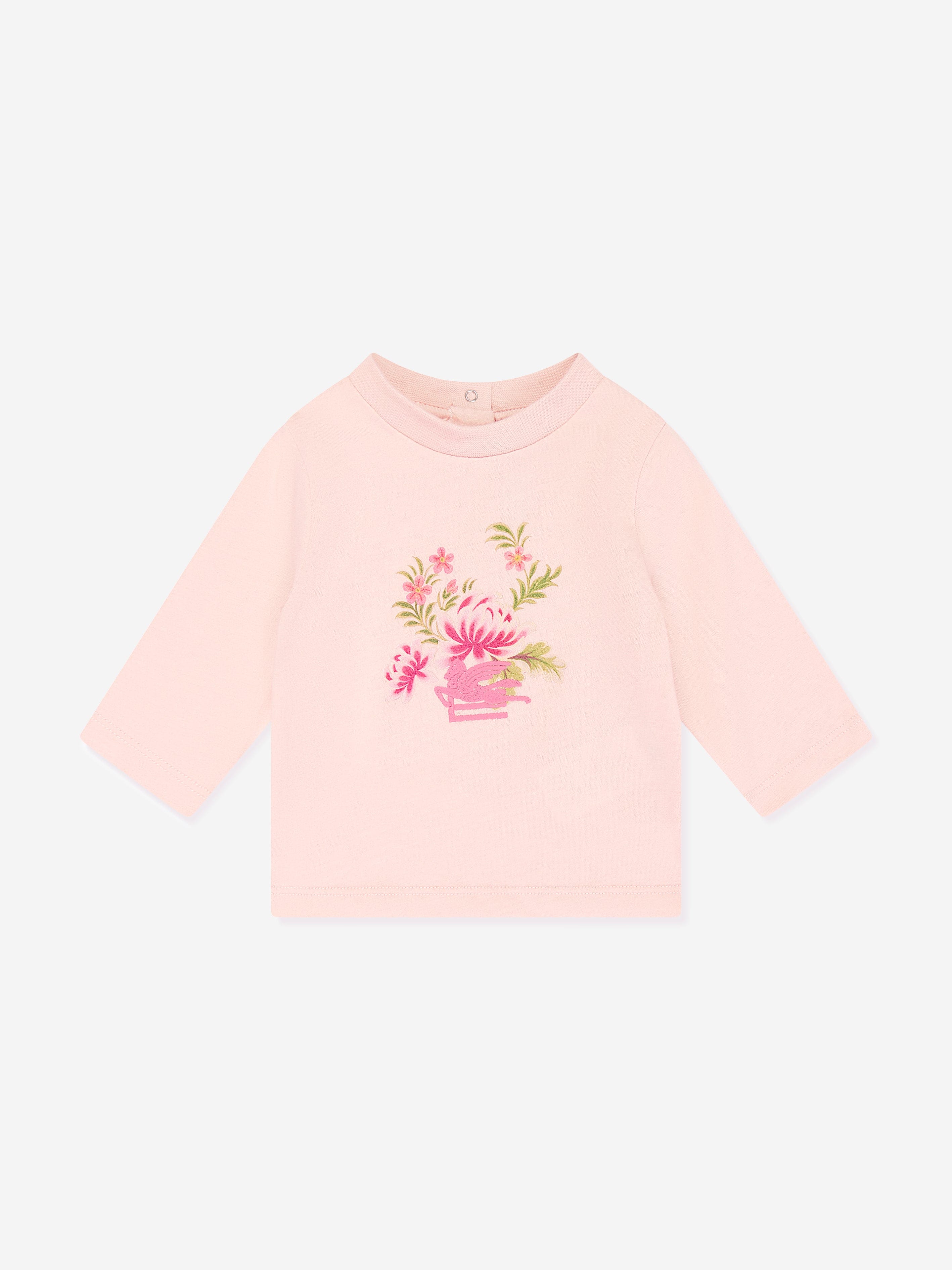 Etro Baby Girls Long Sleeve Logo T-Shirt in Pink Genuine For Sale