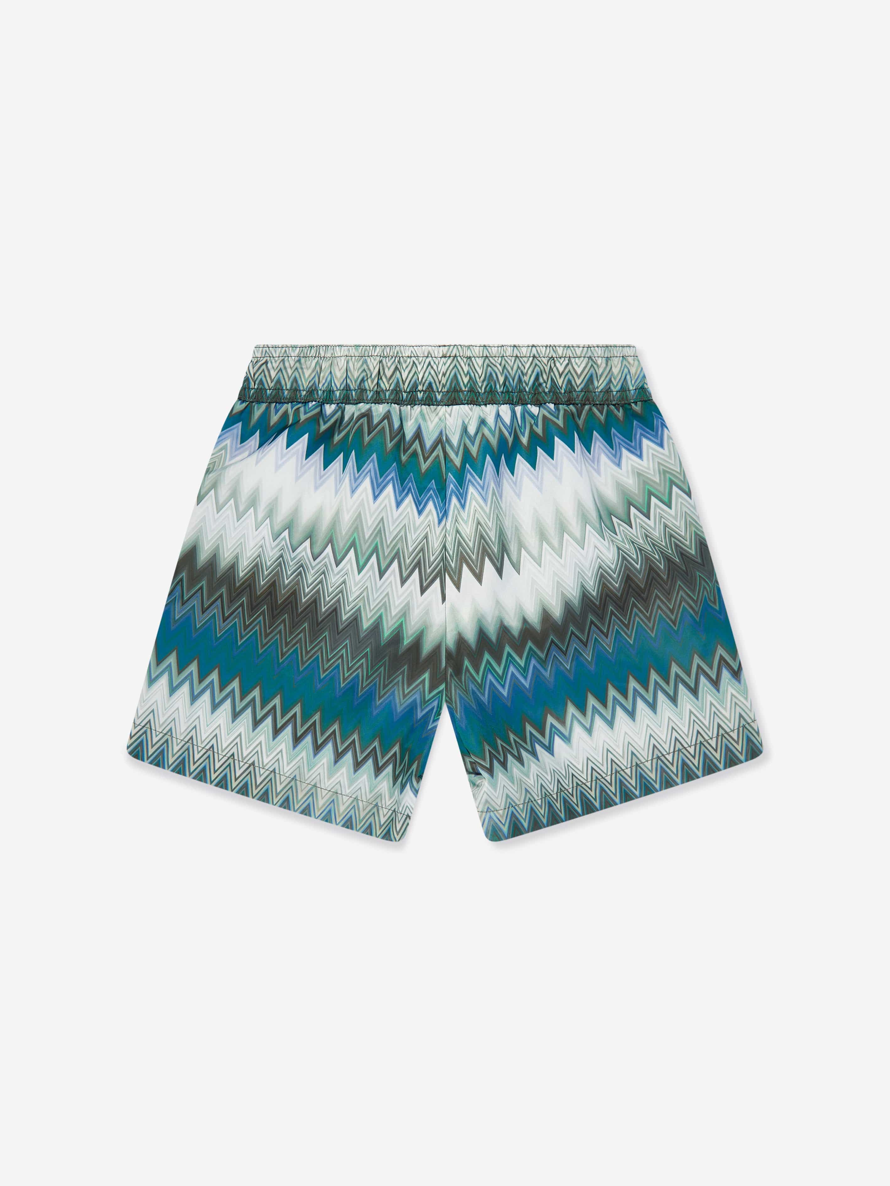 Boys Zigzag Swim Shorts in Green Huge Surprise For Sale