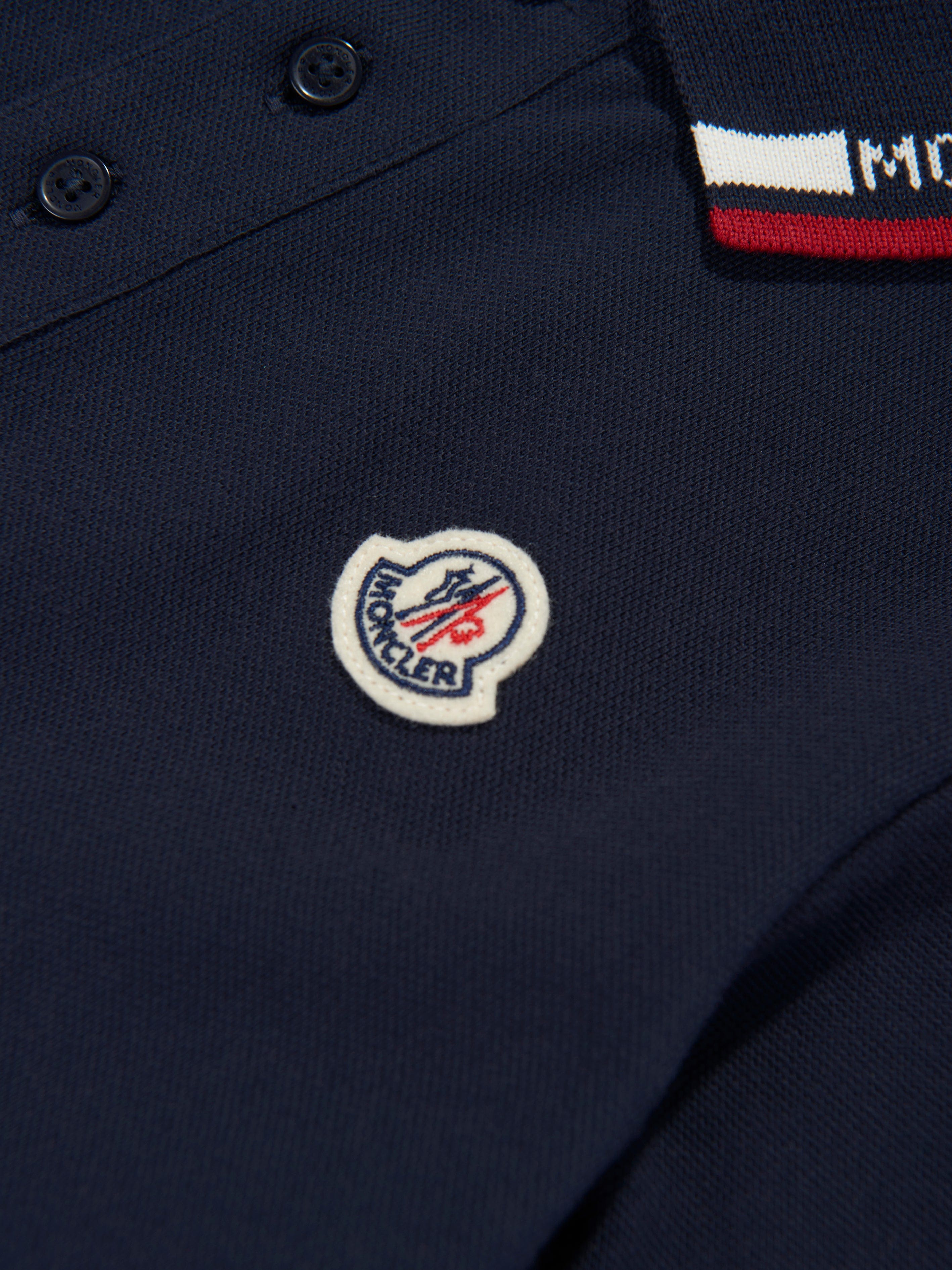 Moncler Enfant Boys Logo Polo Shirt in Navy Countdown Package Cheap Online
