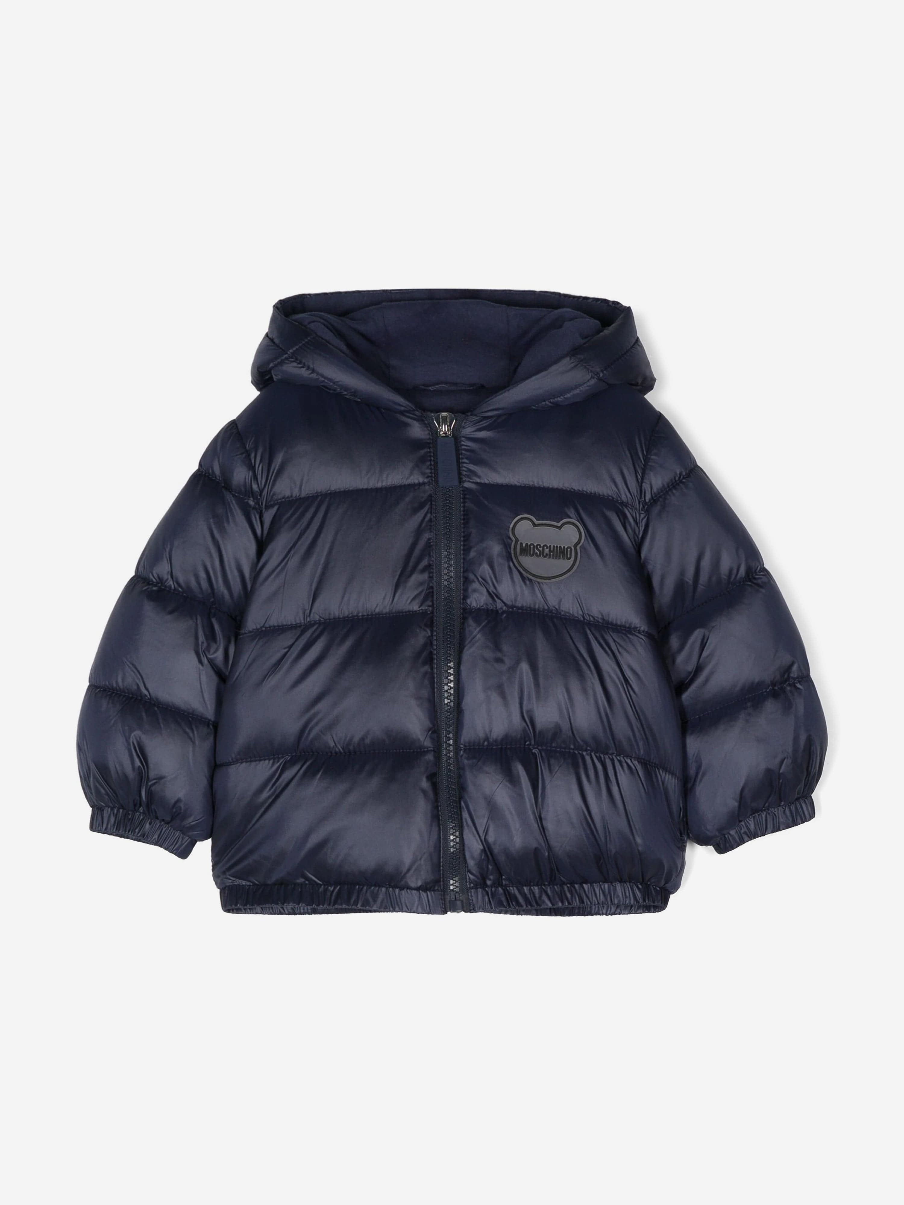 Moschino Baby Puffer Jacket in Navy Low Cost Cheap Online