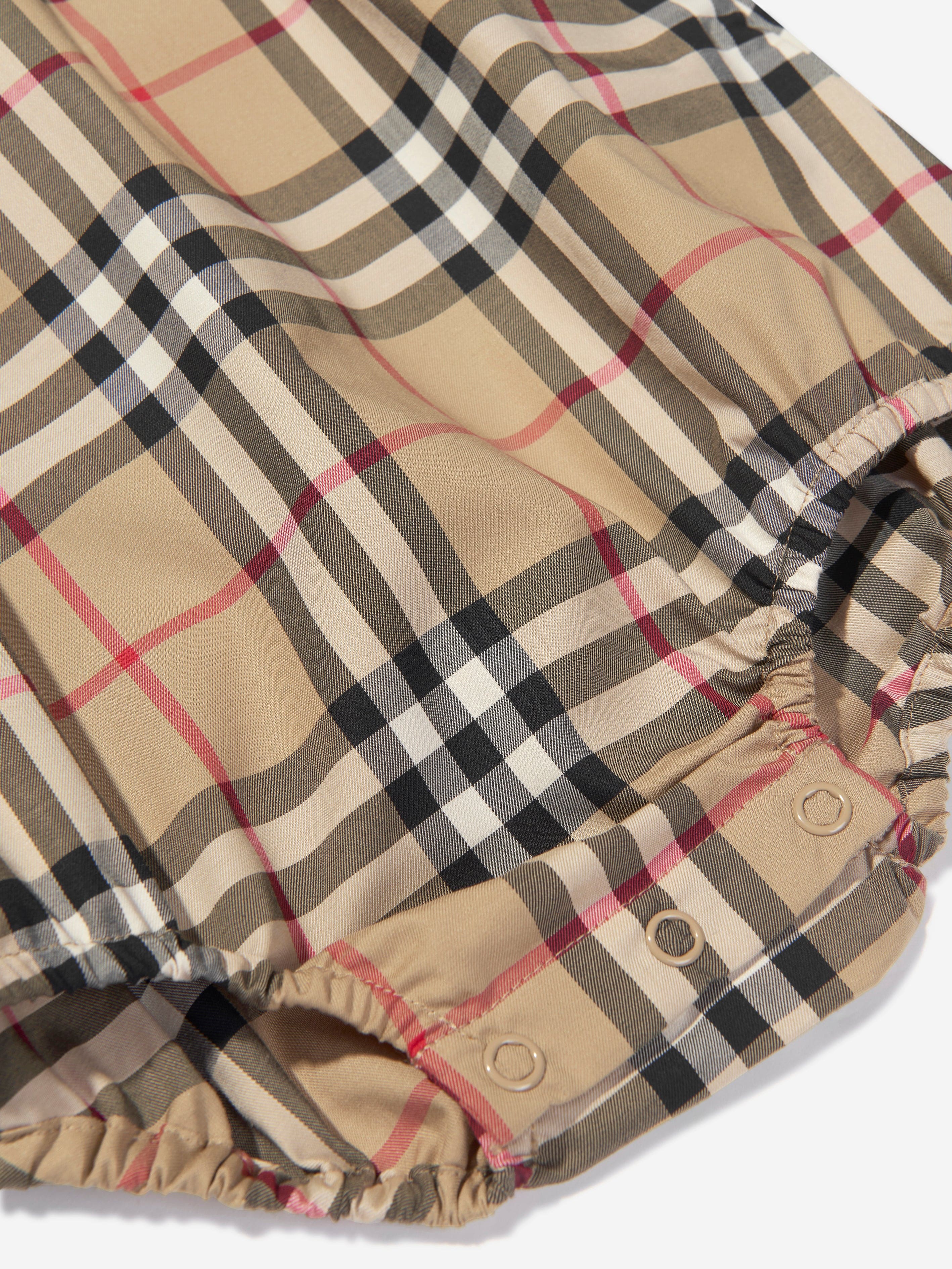 Burberry Baby Odessa Bodysuit in Archive Beige Check Brand New Unisex