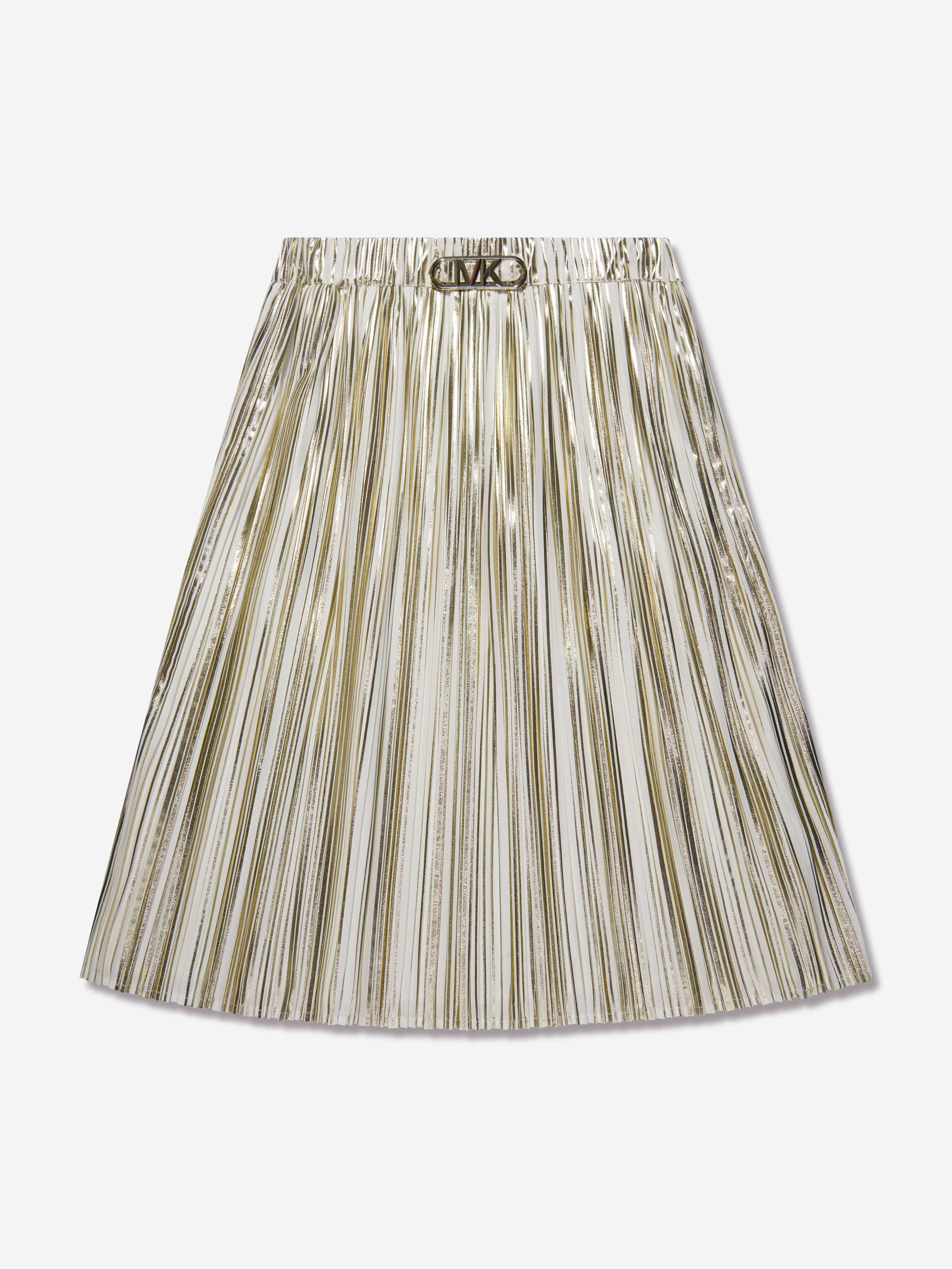 Michael Kors Girls Pleated Mid-Length Skirt in Gold Free Shipping Looking For