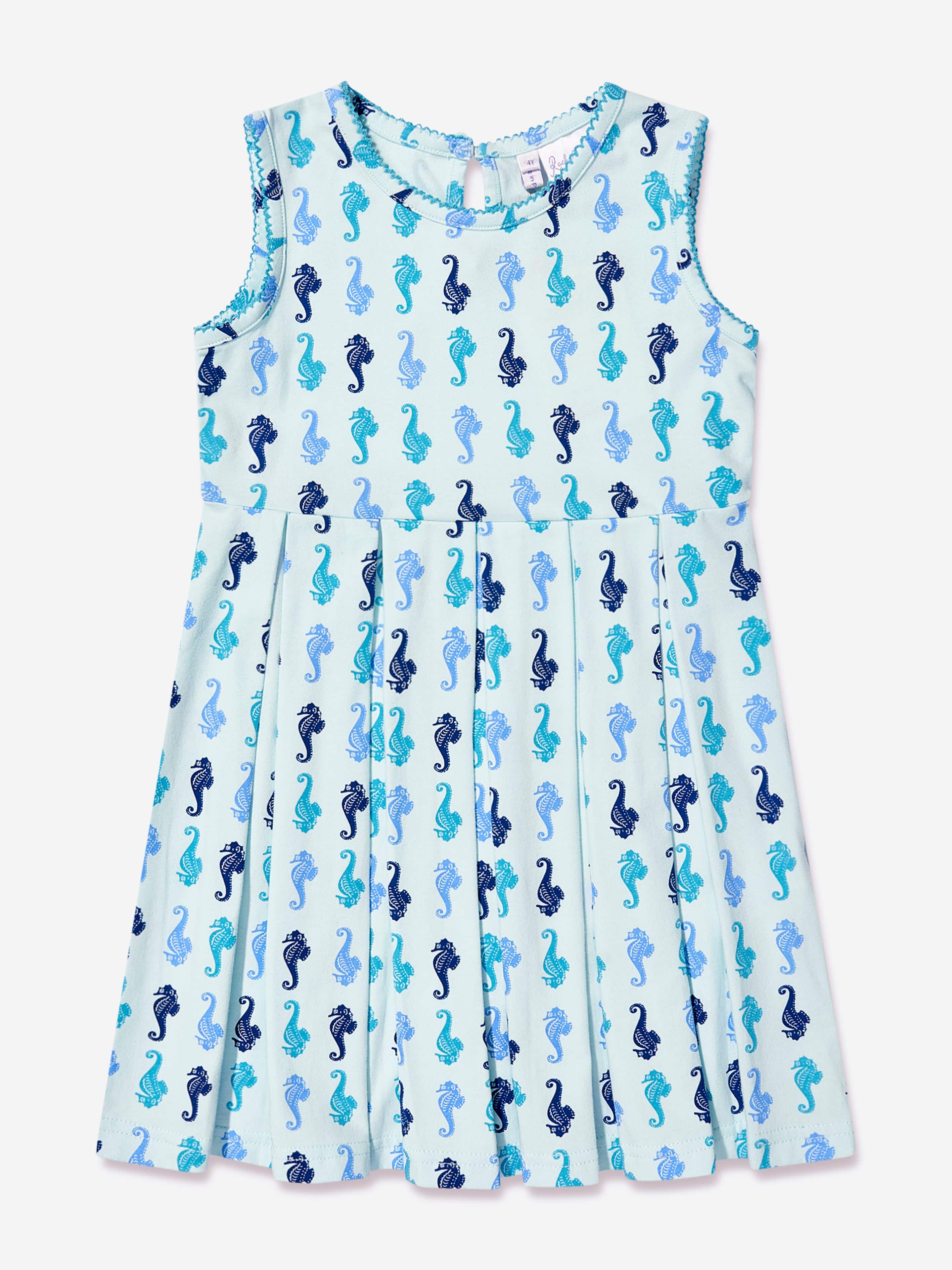Rachel Riley Girls Seahorse Dress in Blue Original For Sale