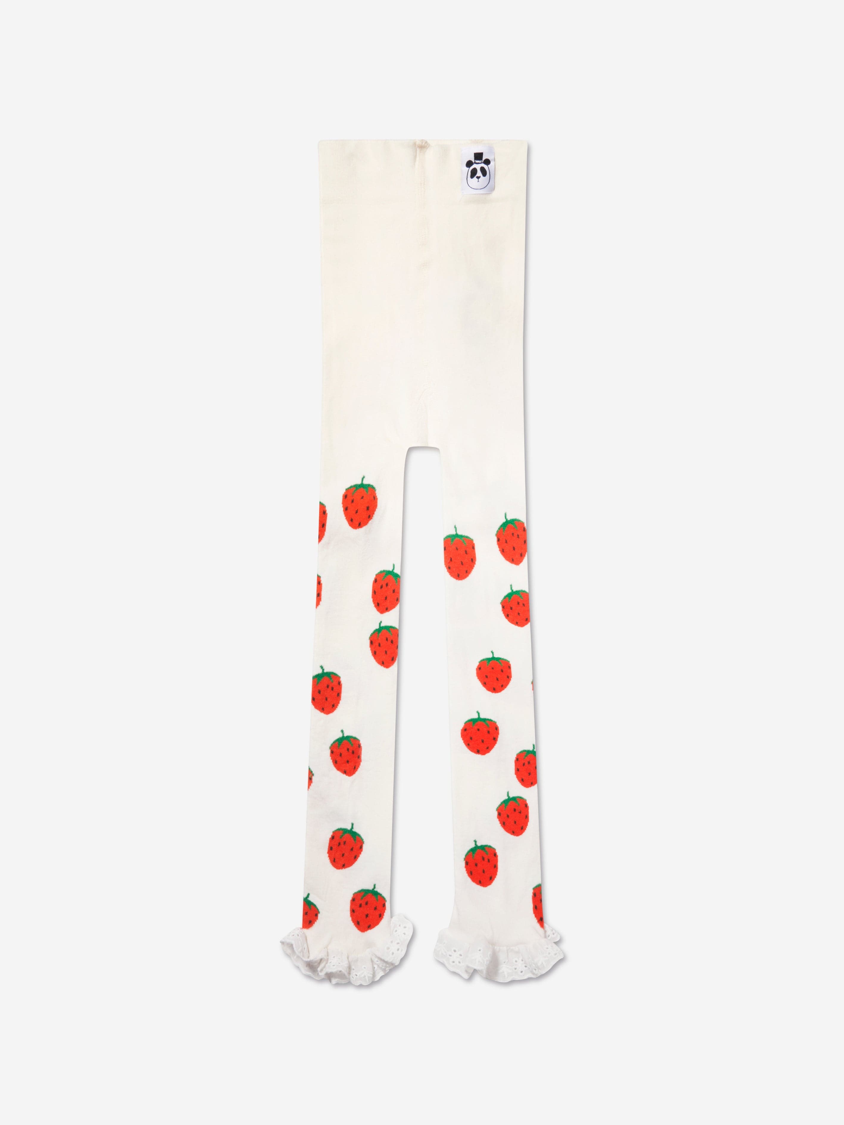 Mini Rodini Girls Strawberries Lace Edge Leggings in Ivory Hot Sale
