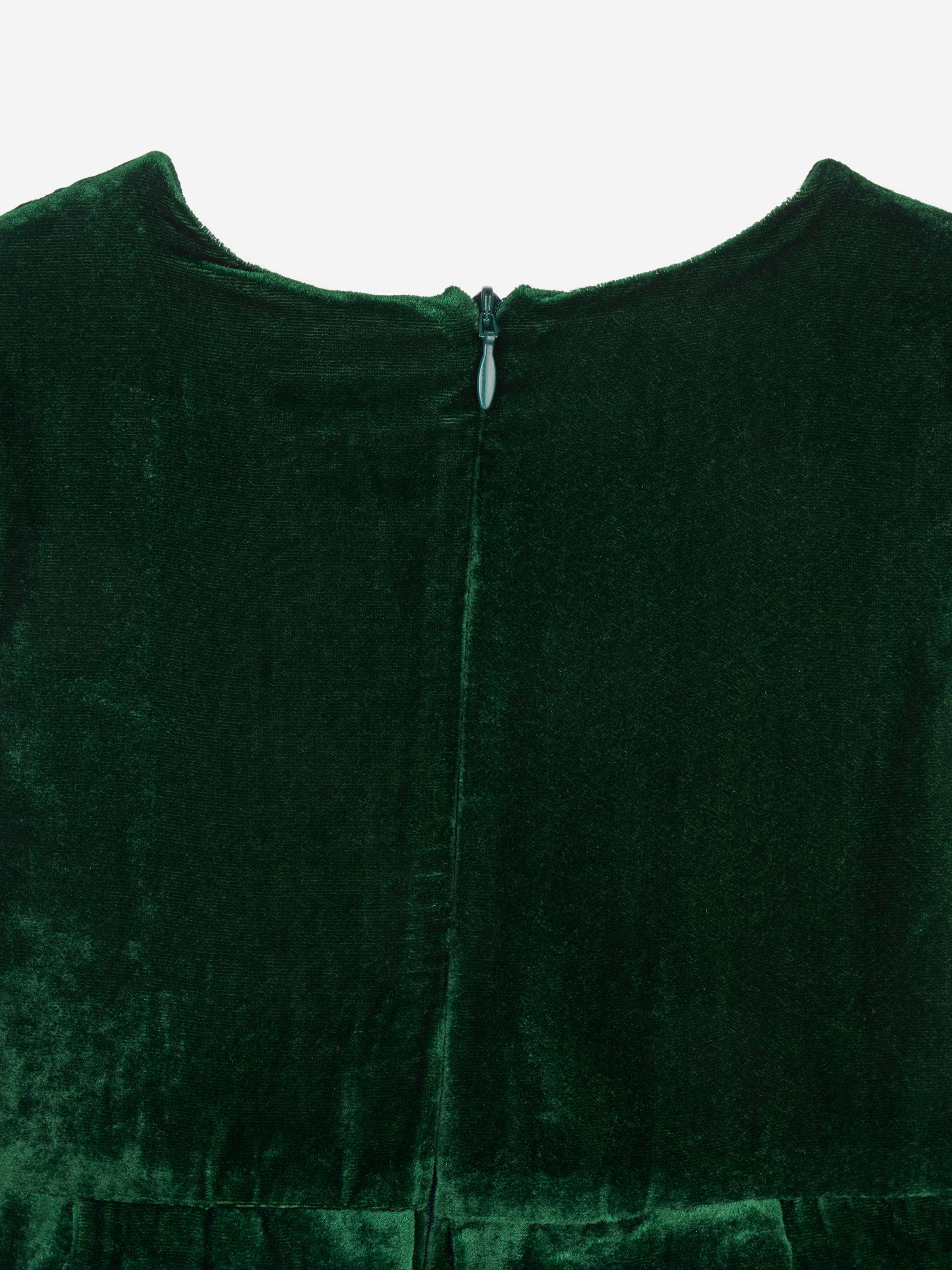 Rachel Riley Girls Tartan Bow Velvet Dress in Green Sale Hot Sale