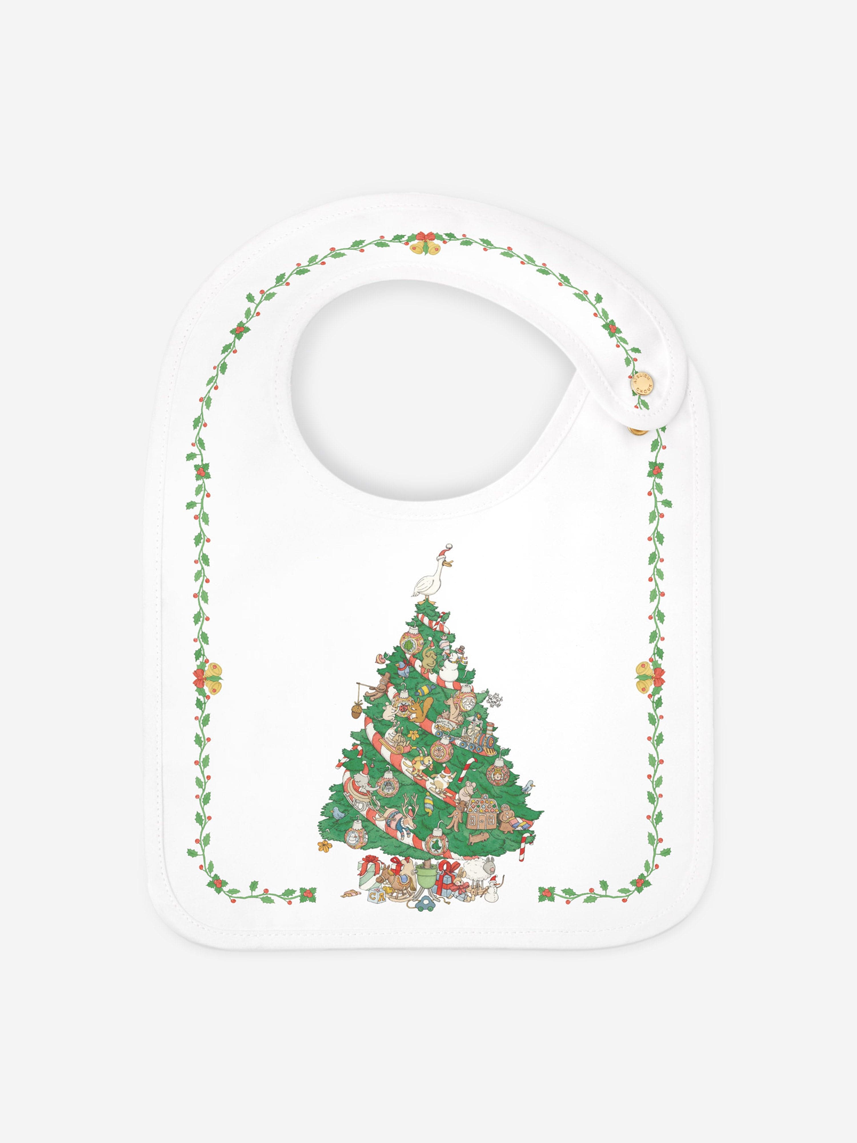 Atelier Choux Baby Christmas Eve Satin Bib in White Cheap Newest