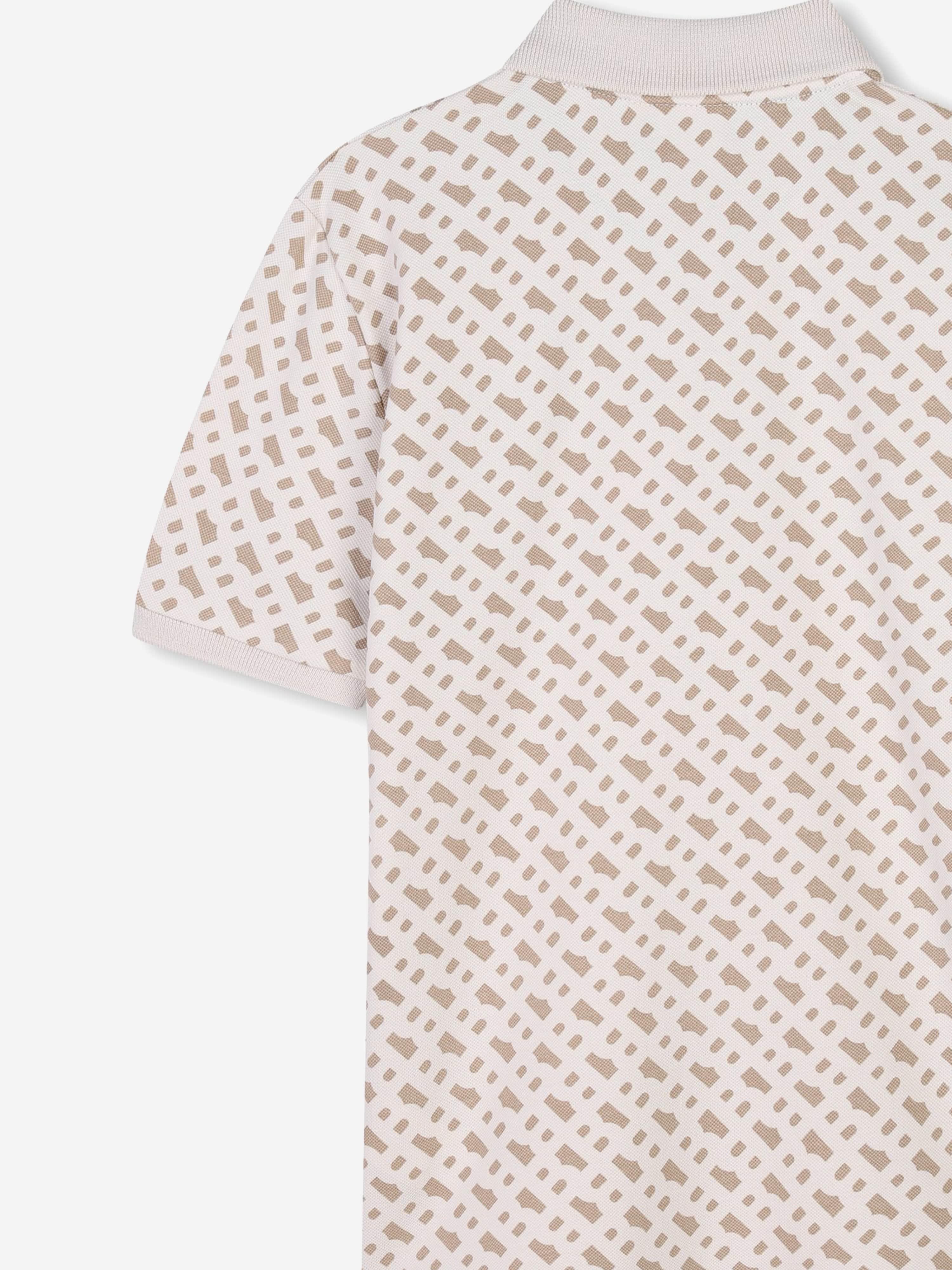BOSS Boys Monogram Print Polo Shirt in Beige Free Shipping Inexpensive