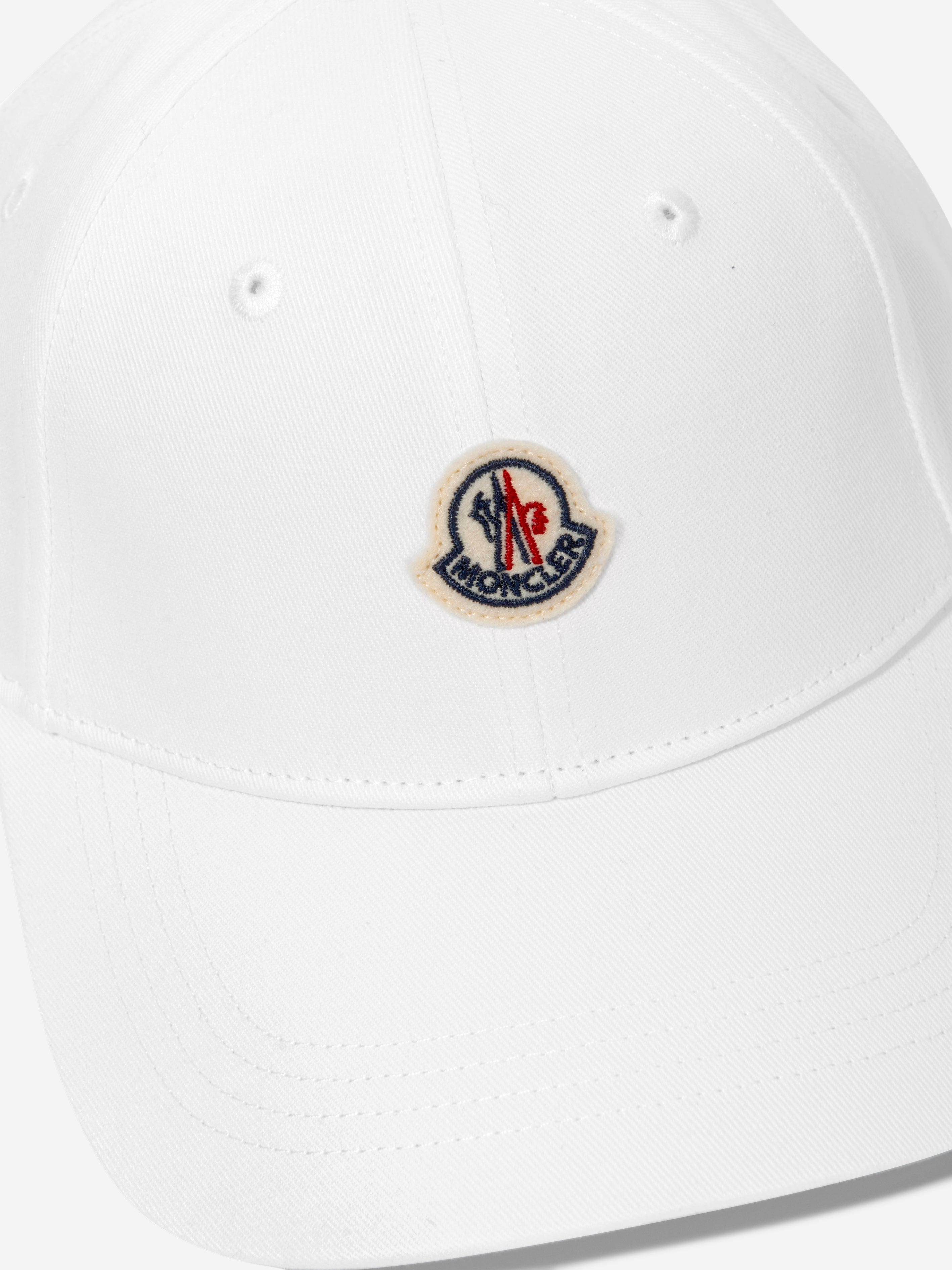 Moncler Enfant Boys Logo Baseball Cap in White Buy Cheap Official Site