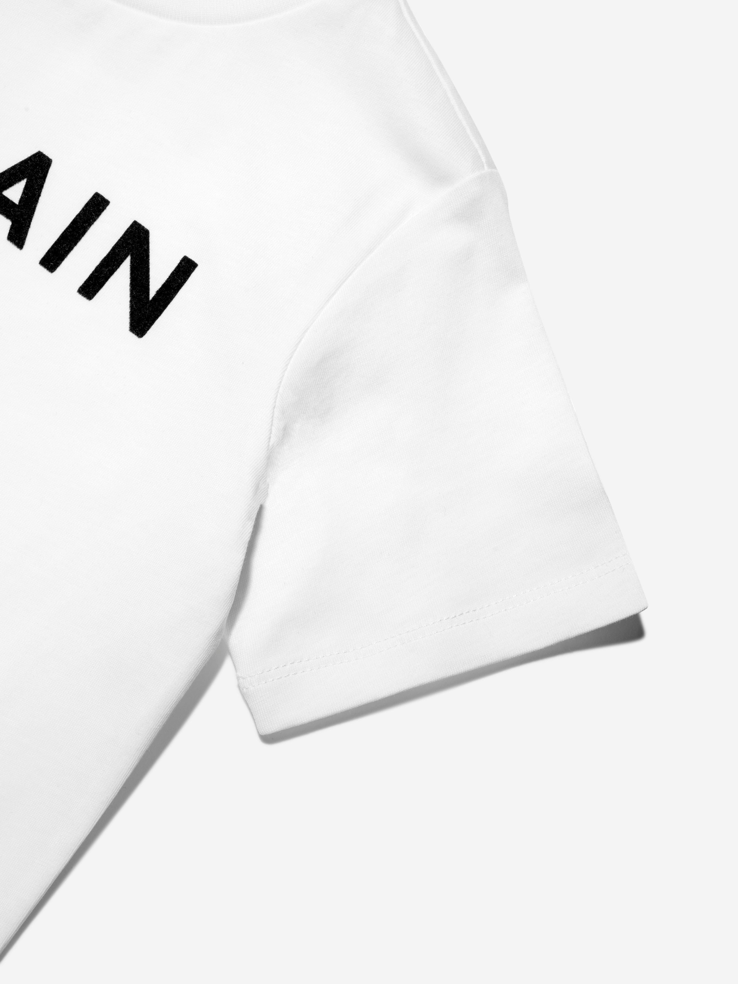 Balmain Boys Logo T-Shirt in White Cheap Wiki