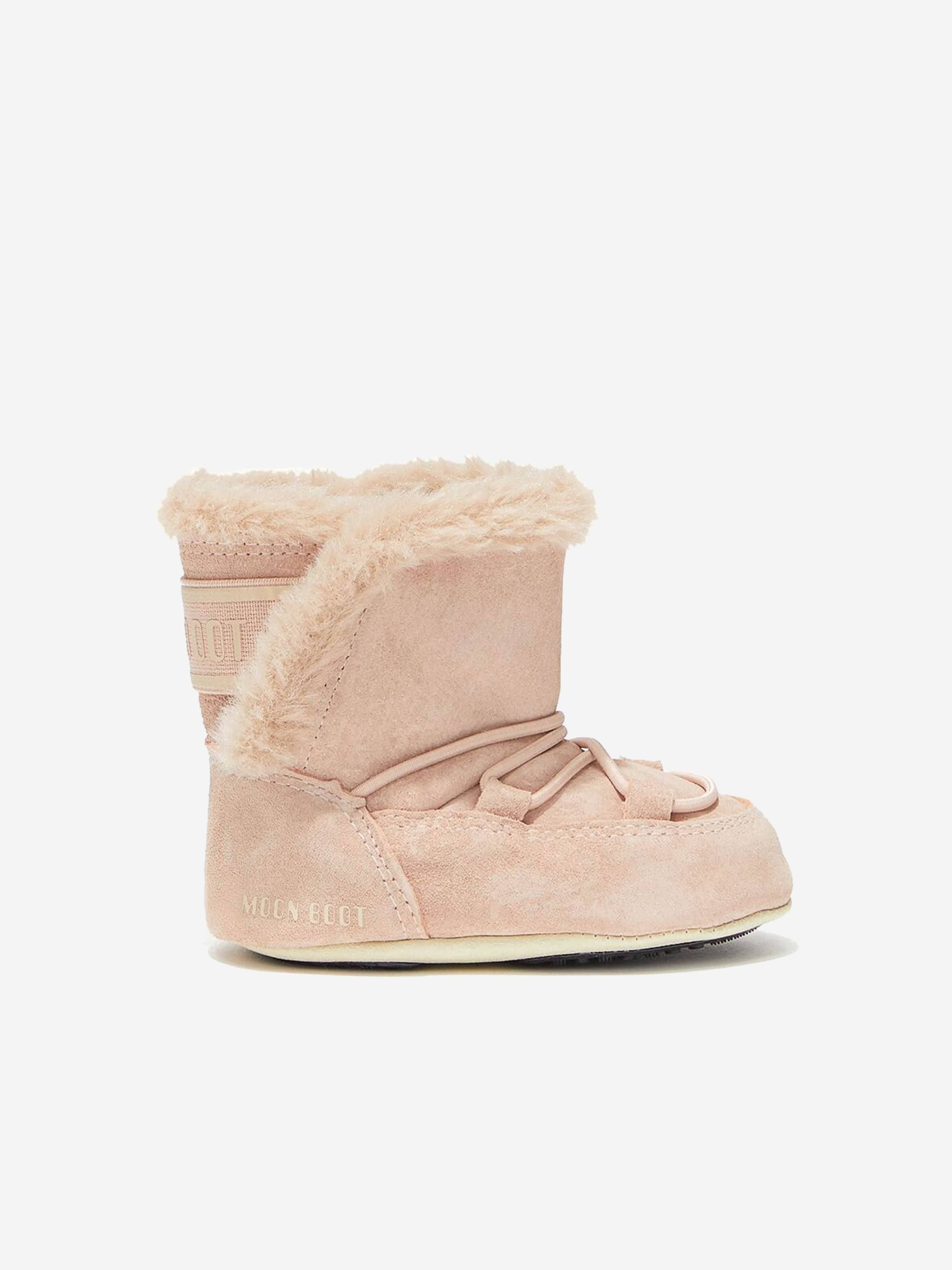 Moon Boot Baby Girls Suede Crib Boots in Pink Explore