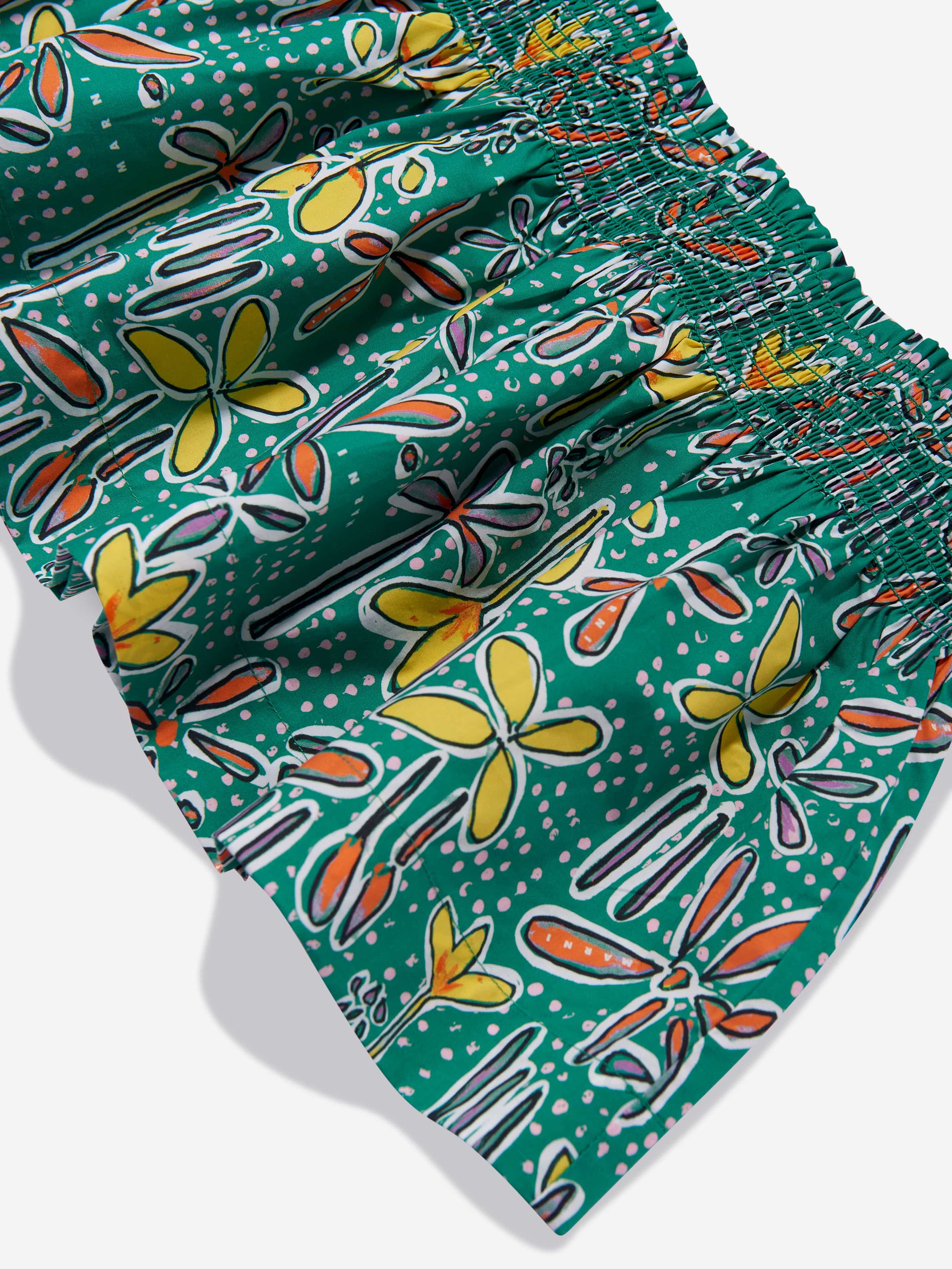 MARNI Girls Carioca Print Dress in Green Sale Top Quality