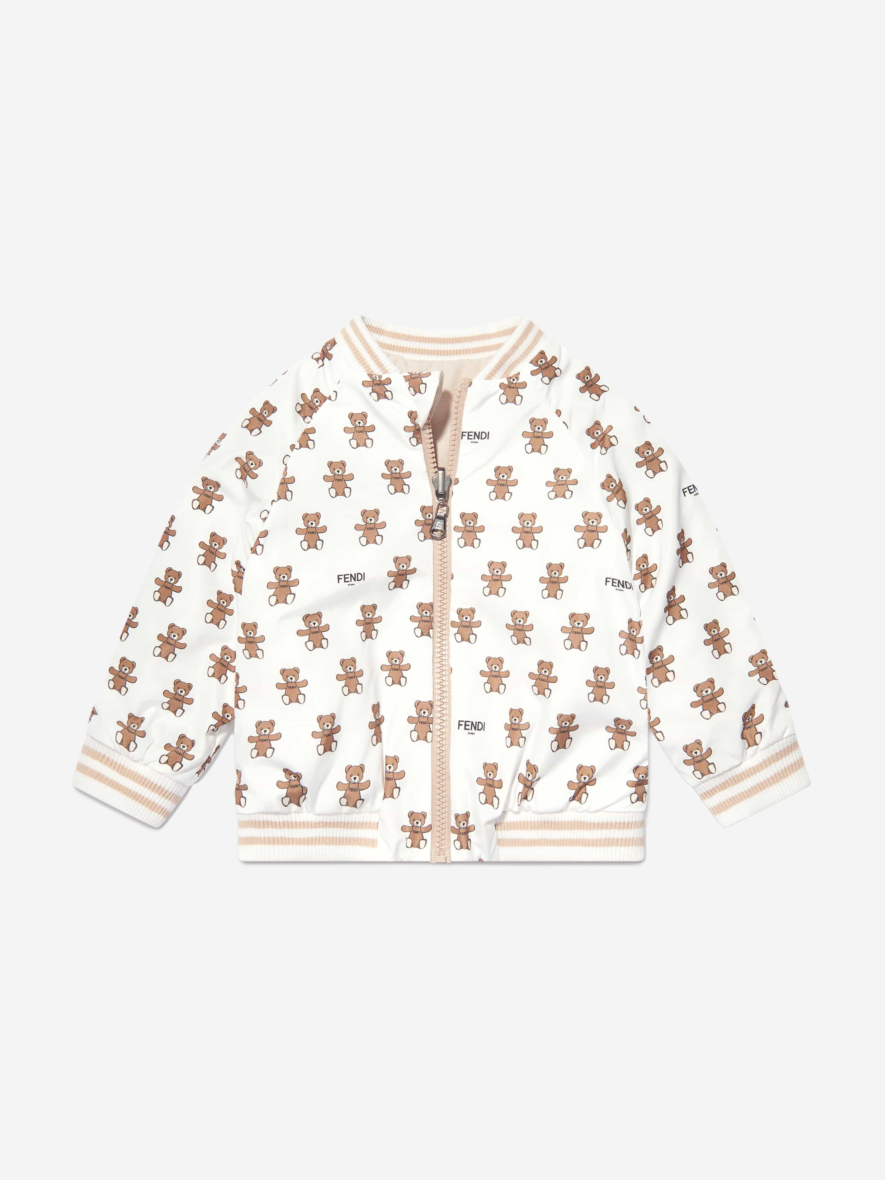 Fendi Baby Reversible Bear Zip Up in White Buy Cheap Nicekicks