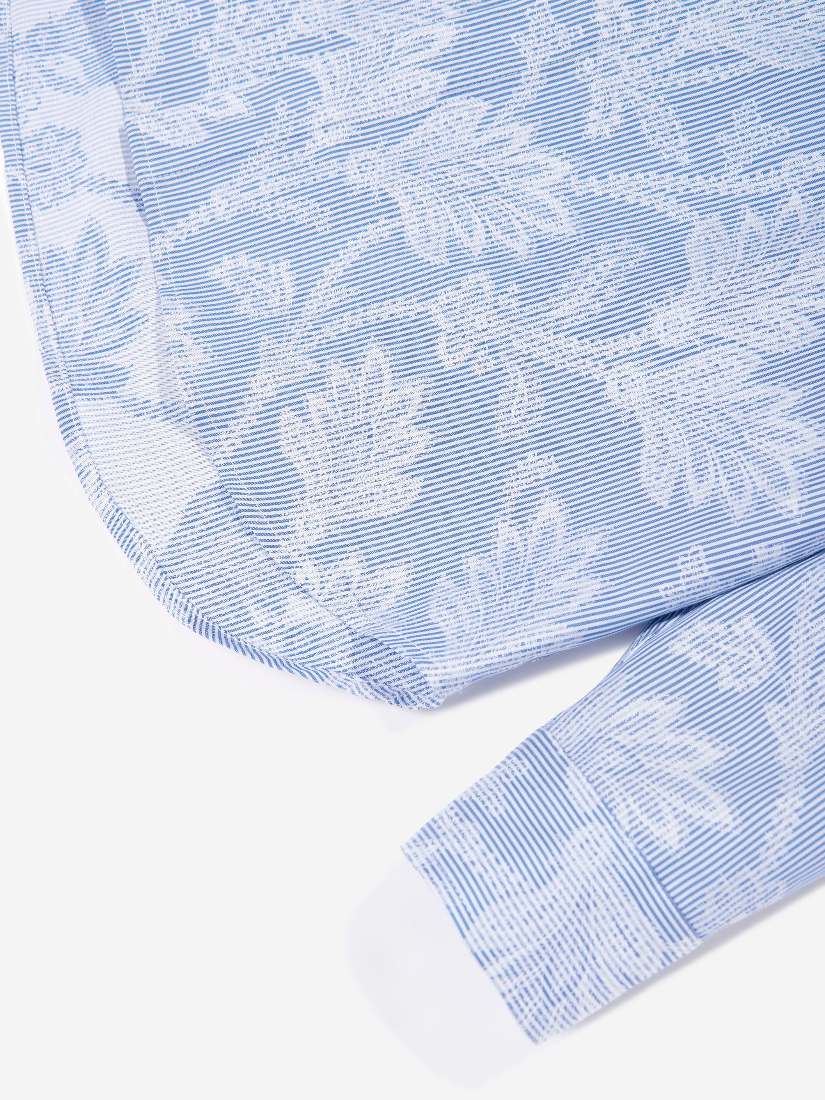 Etro Boys Jacquard Logo Shirt in Blue Cheap Wholesale