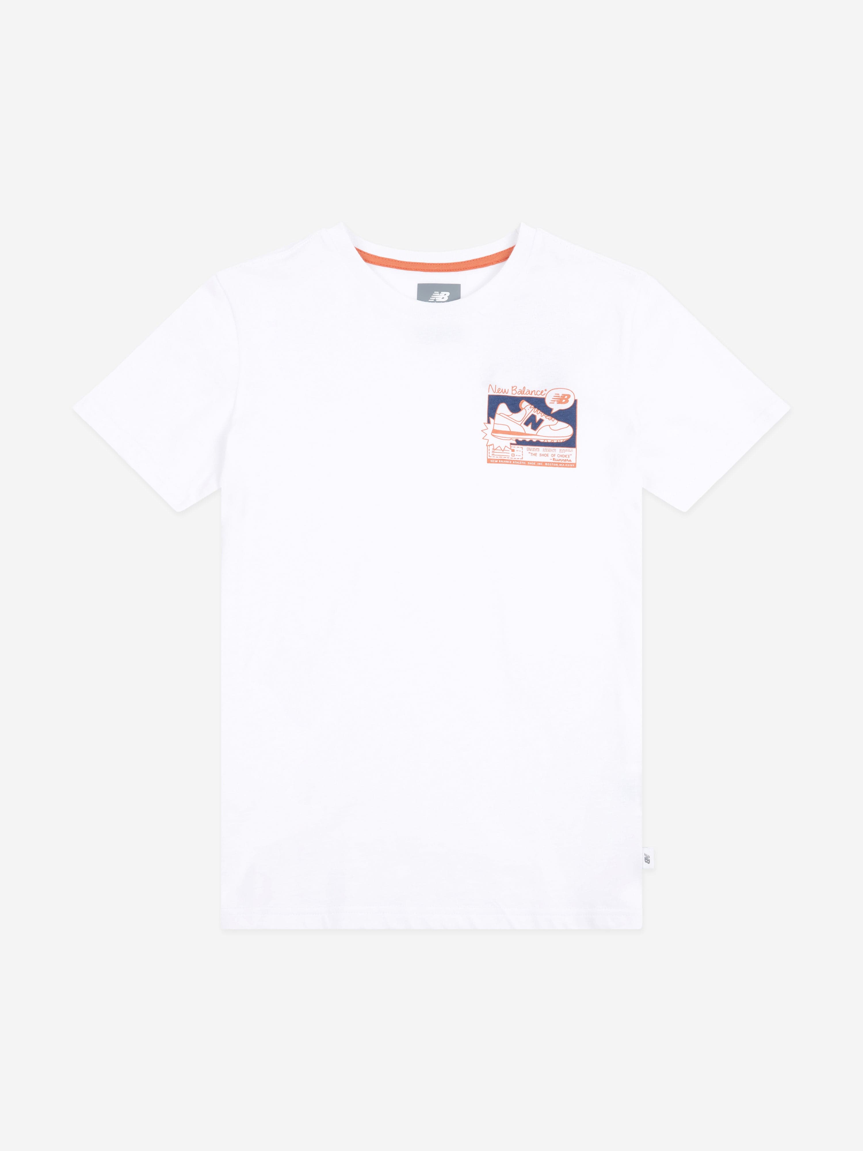 New Balance Boys Trainers Poster T-Shirt in White Free Shipping Best Place