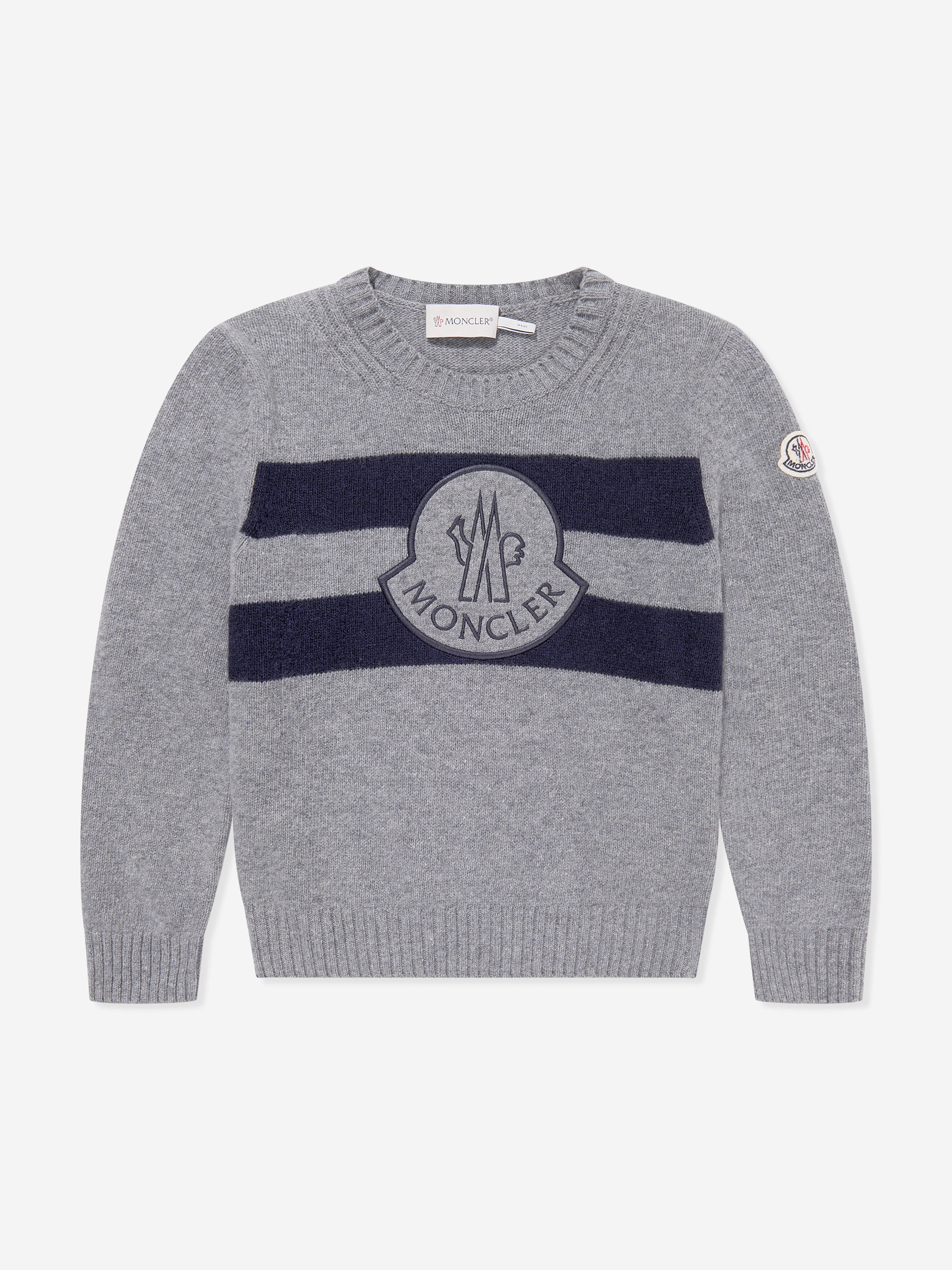 Moncler Enfant Boys Wool Knitted Jumper in Grey Huge Surprise For Sale