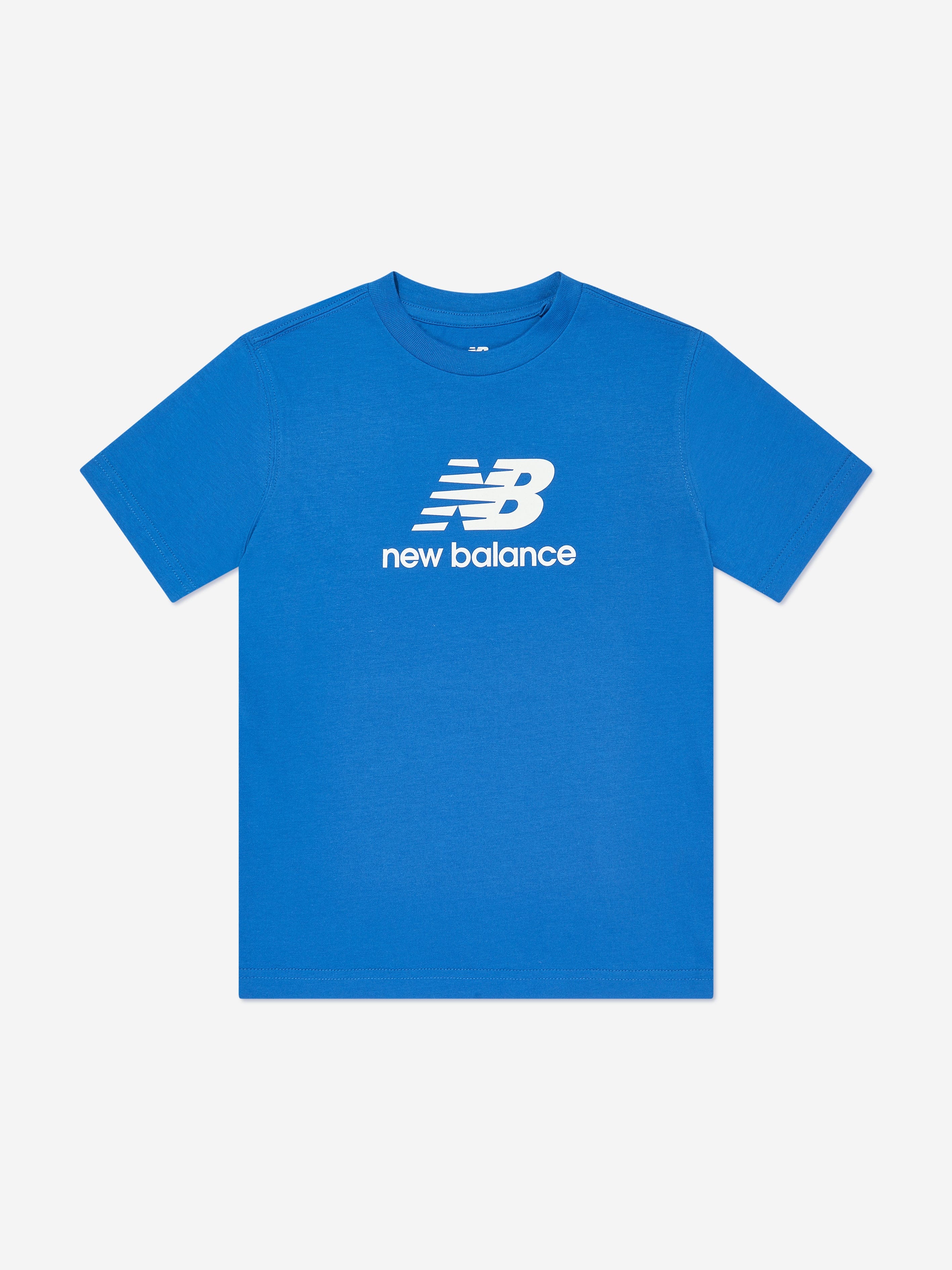 New Balance Boys Jersey Stacked Logo T-Shirt in Blue Tumblr