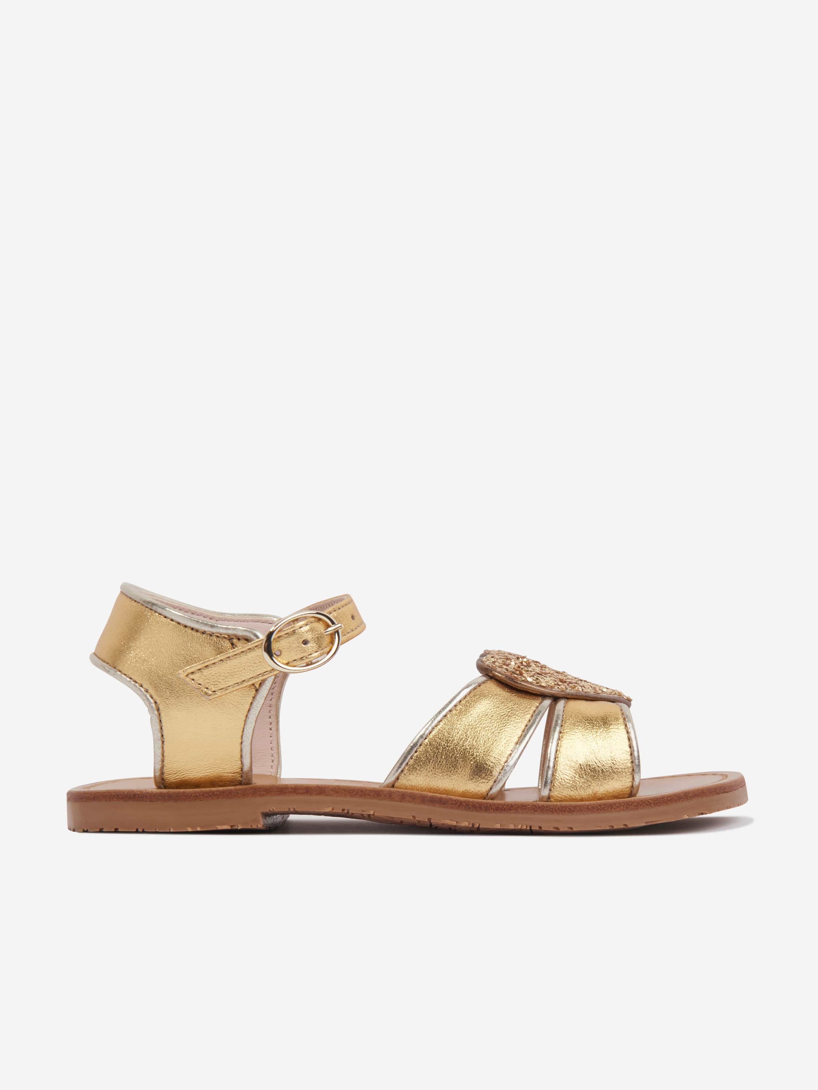 Sophia Webster Girls Leather Amora Sandals in Gold Purchase Sale Online