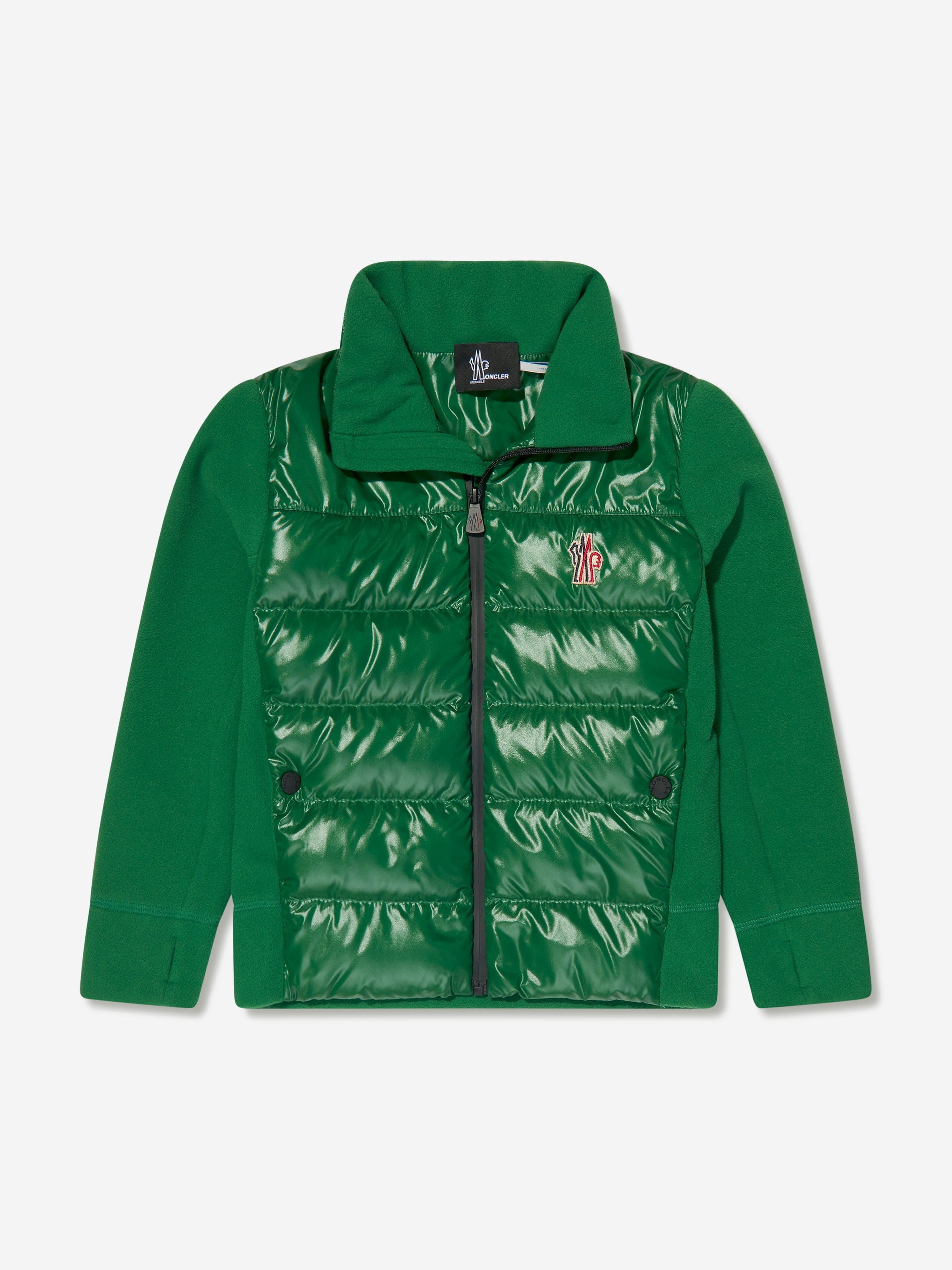 Moncler Grenoble Kids Down Padded Zip Up Cardigan in Green Cheap Manchester