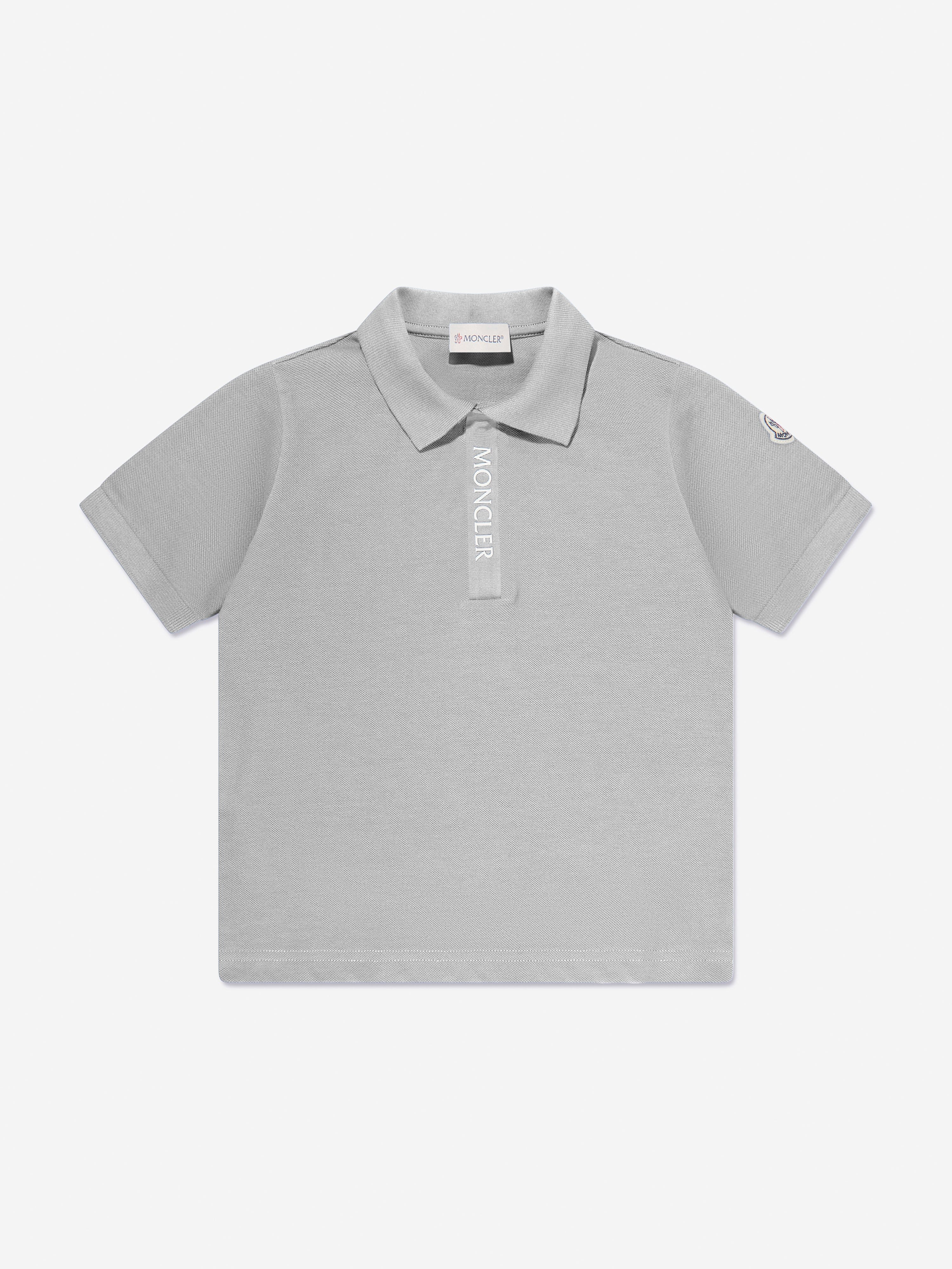 Moncler Enfant Boys Logo Polo Shirt in Grey Clearance Genuine