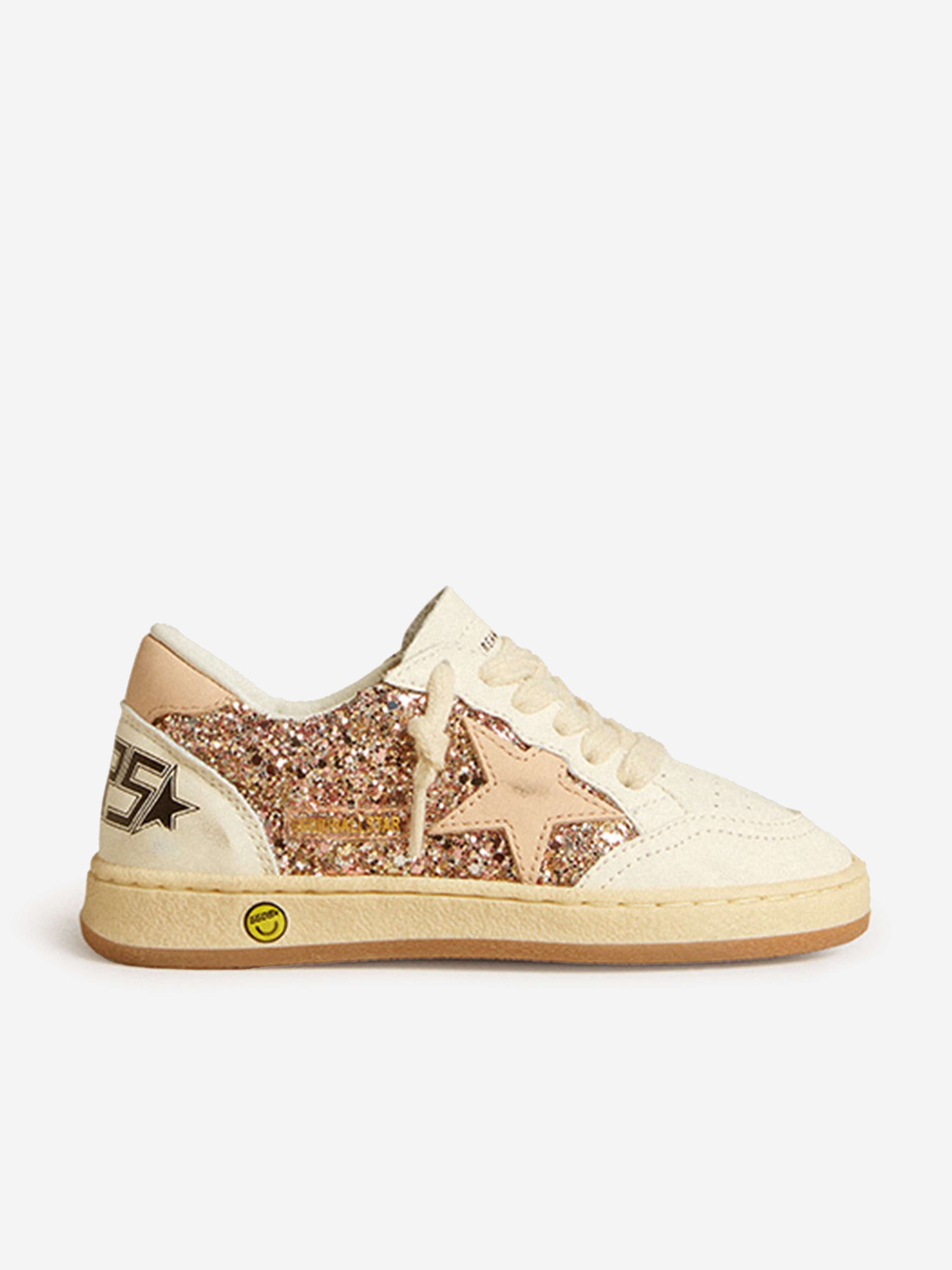Girls Ballstar Glitter and Leather Trainers in Pink Discount Sale Online
