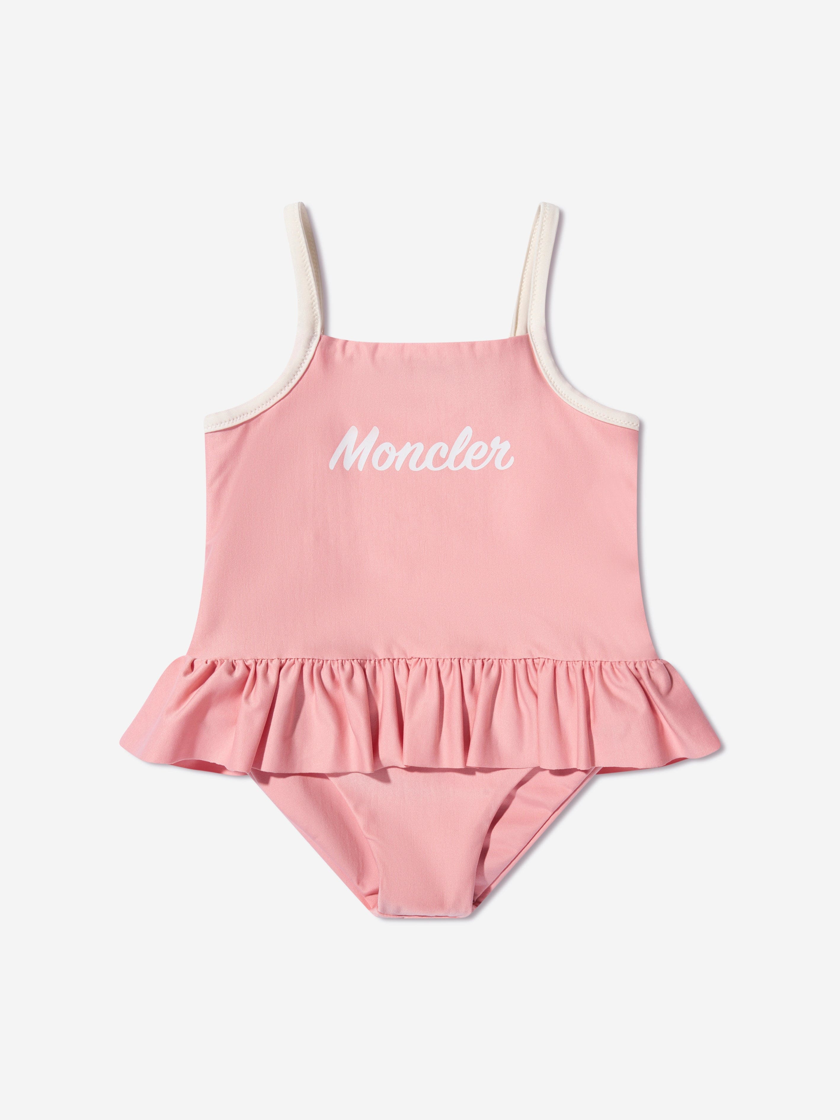 Moncler Enfant Baby Girls Logo Swimsuit in Pink Sale 100% Original