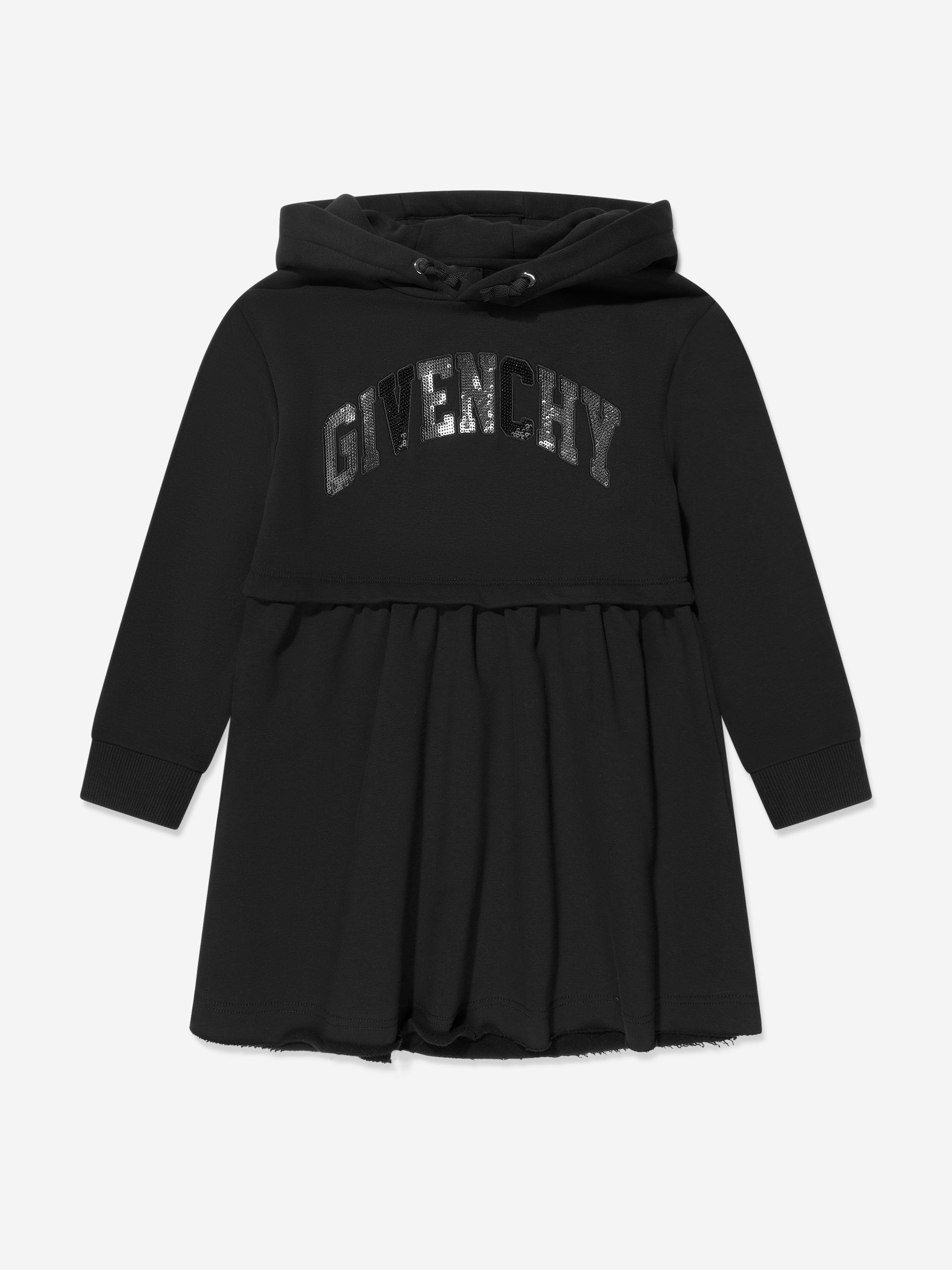 Givenchy Girls Hooded Logo Dress in Black Cheap Sale Big Discount