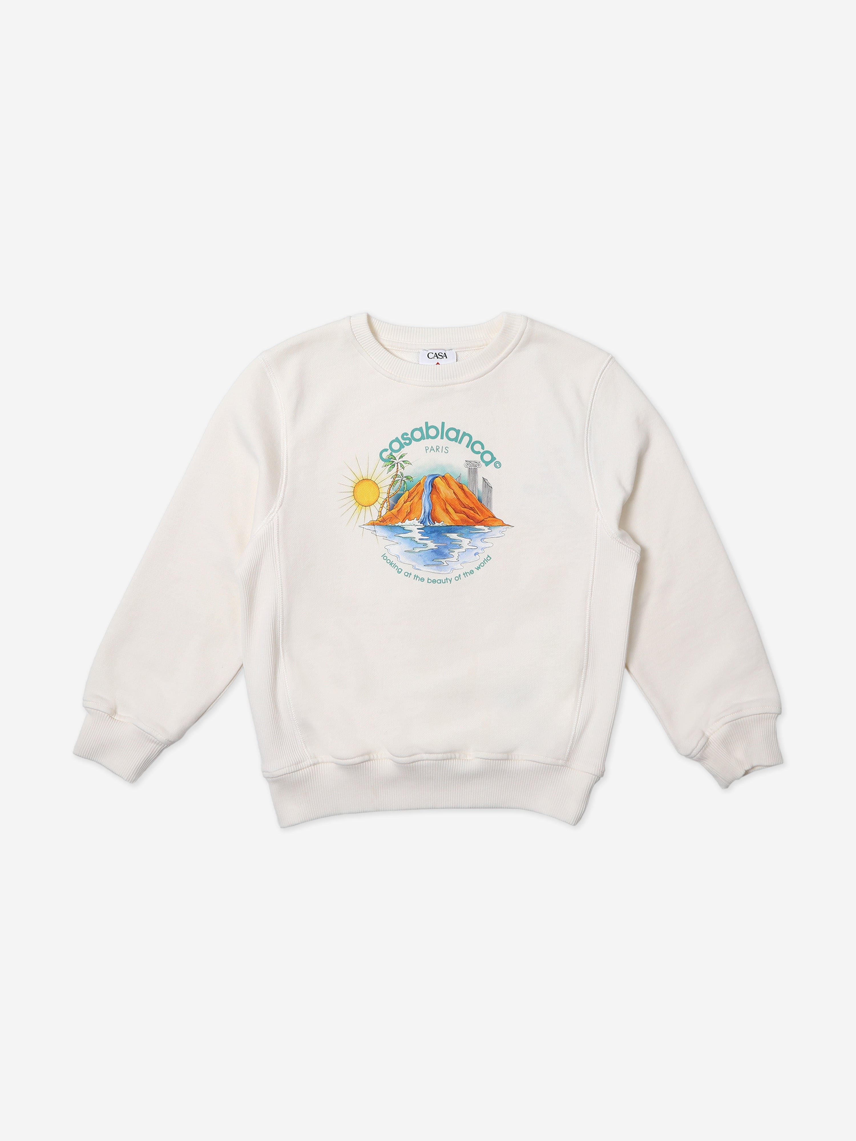 Casablanca Kids Oasis Print Sweatshirt in White Many Kinds Of Online