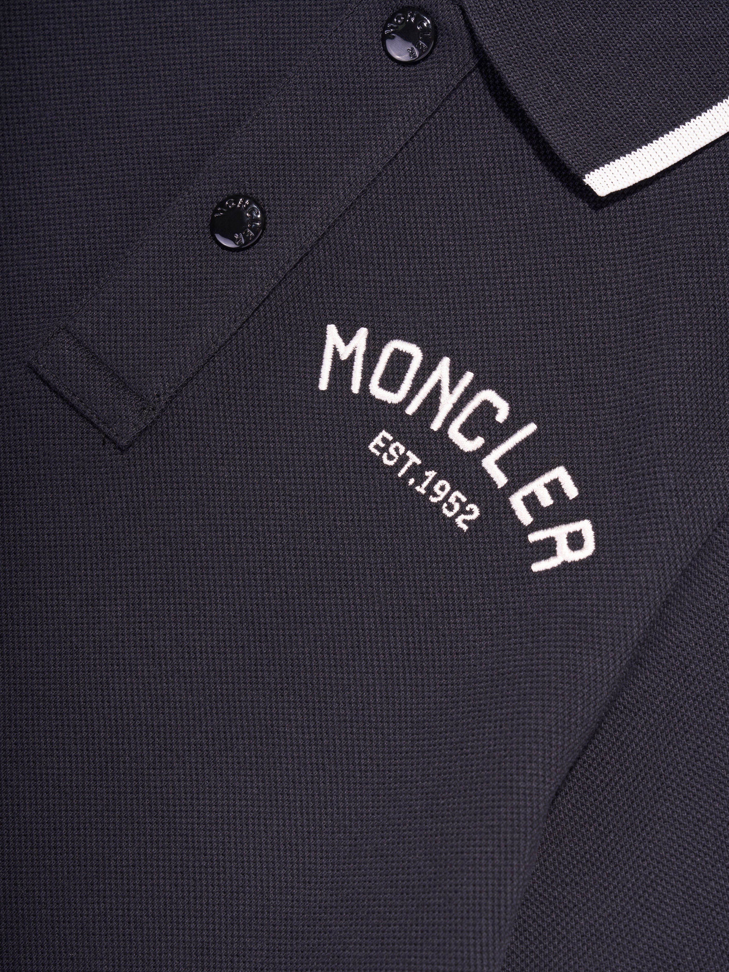 Moncler Enfant Boys Embroidered Logo Polo Shirt in Black Cheap Sale Enjoy