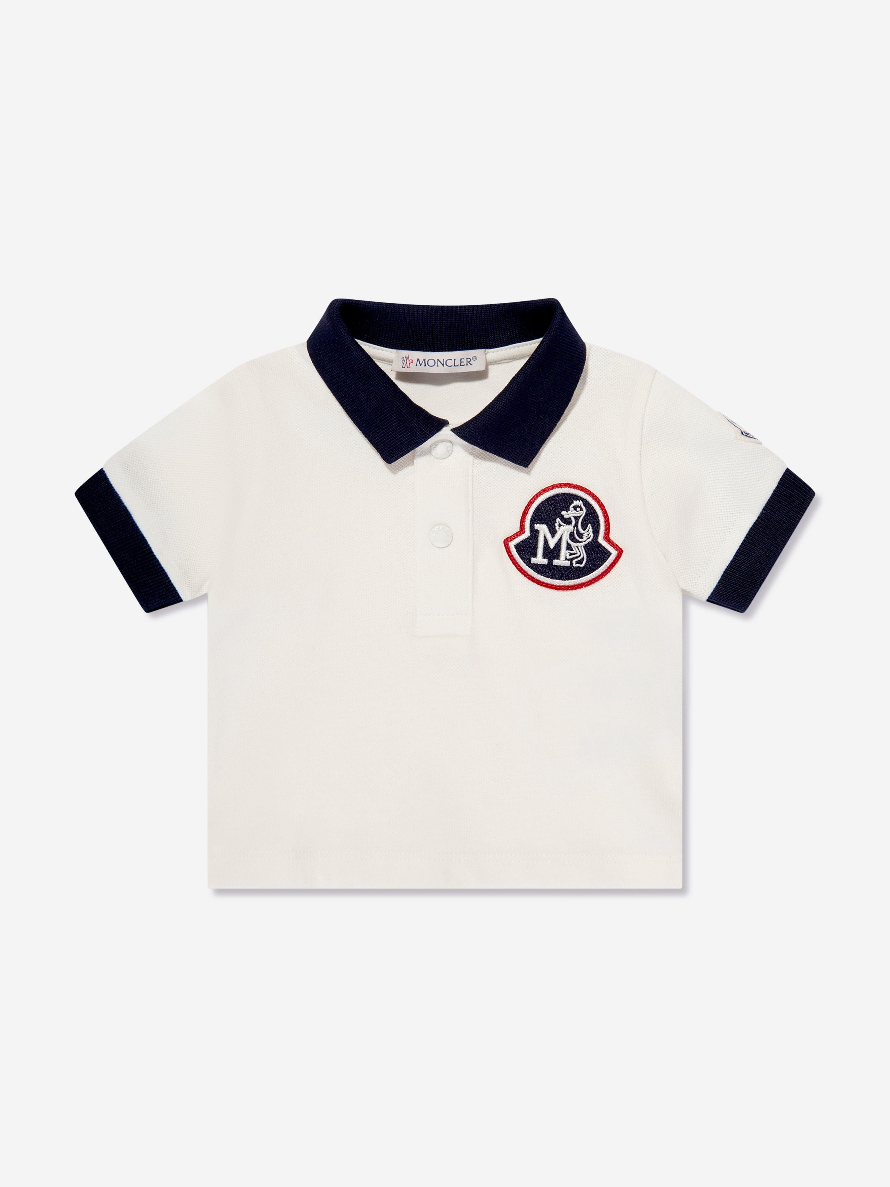 Moncler Enfant Baby Boys Logo Polo Shirt in White With Paypal Cheap Online